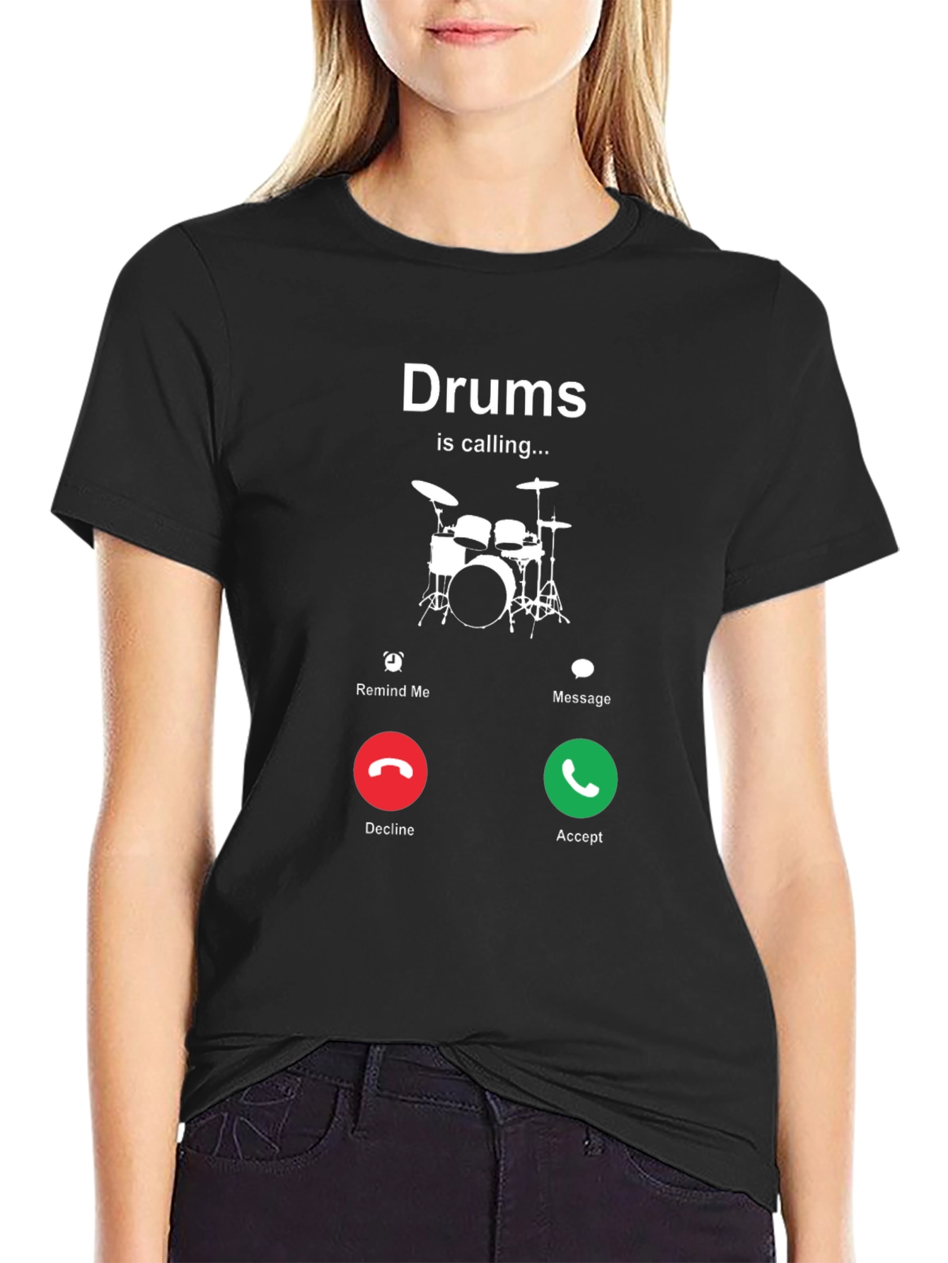 Drums Calling Black T-Shirt - Music Lover Tee