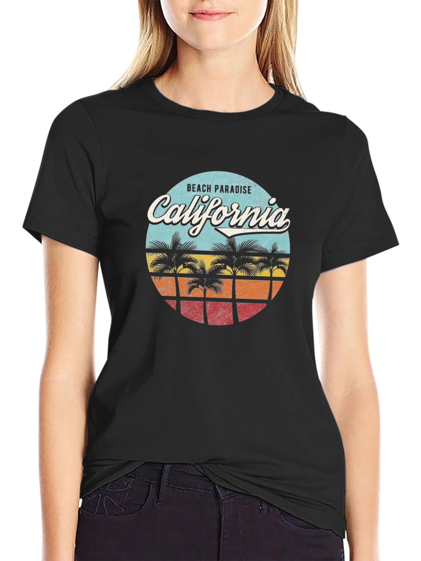 California Beach Paradise Graphic T-Shirt