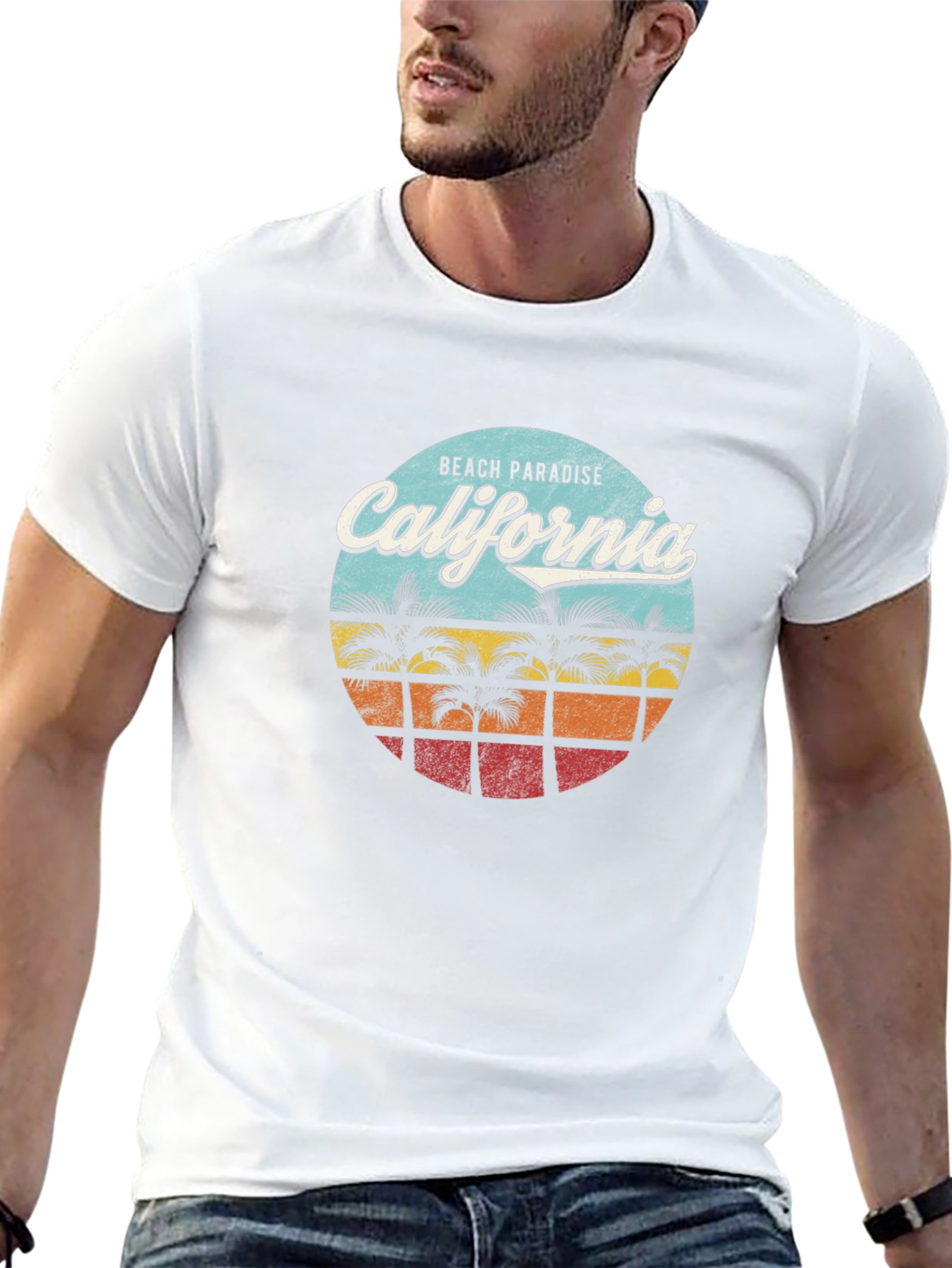 California Beach Paradise Graphic T-Shirt