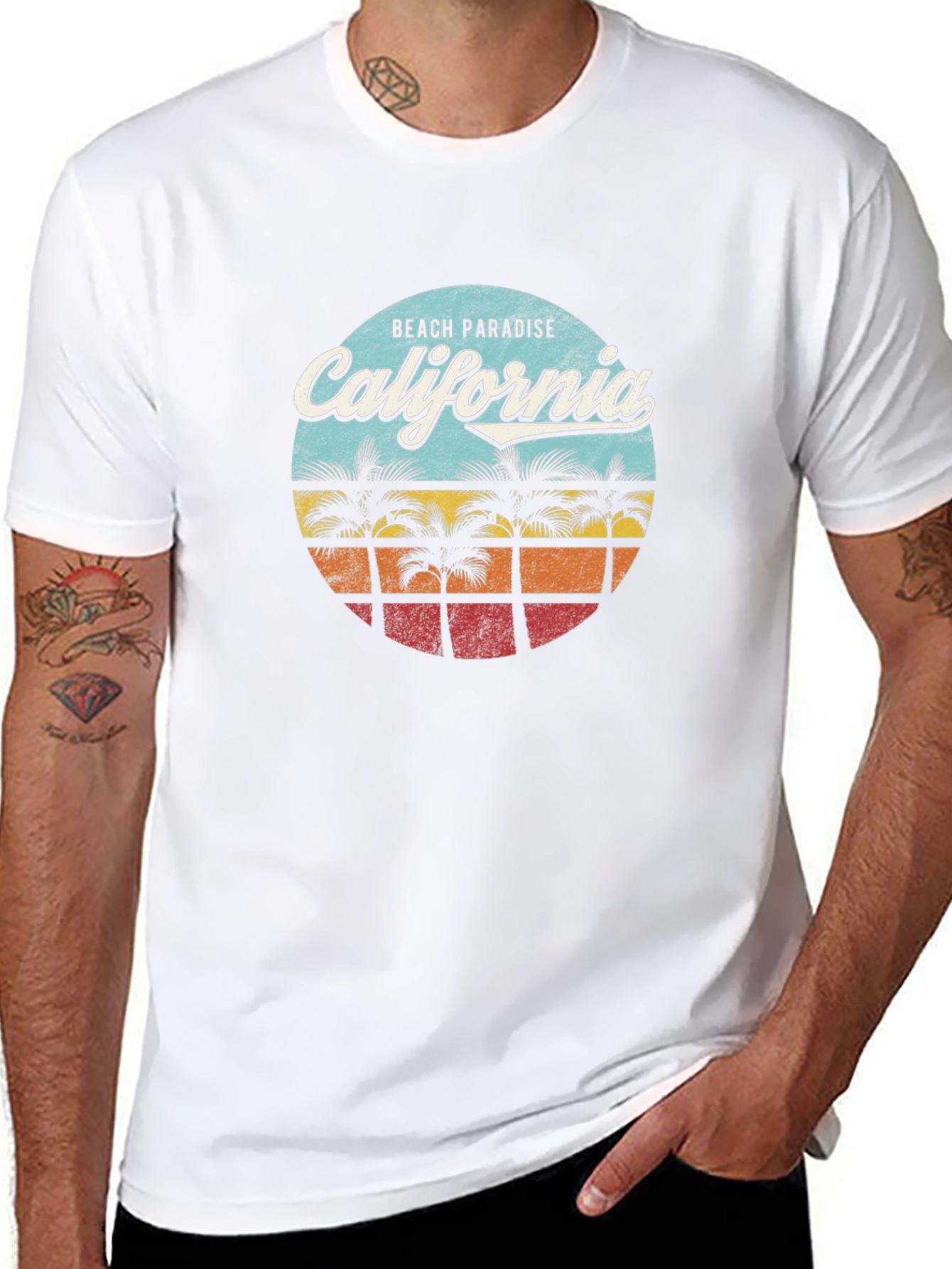 California Beach Paradise Graphic T-Shirt