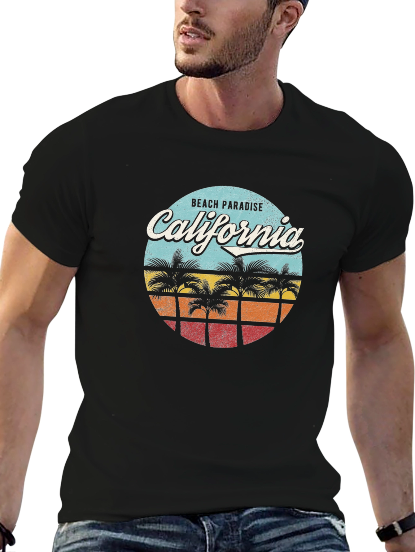 California Beach Paradise Graphic T-Shirt