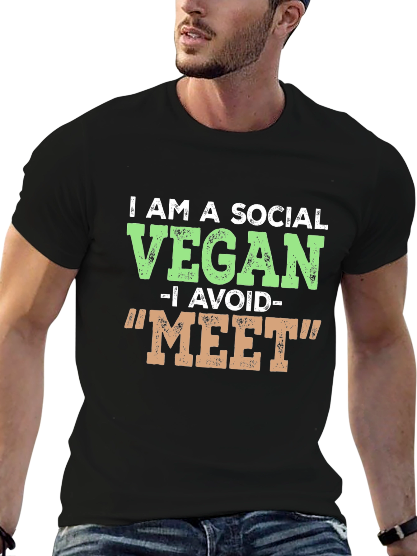 Social Vegan Graphic T-Shirt - Avoid Meat!