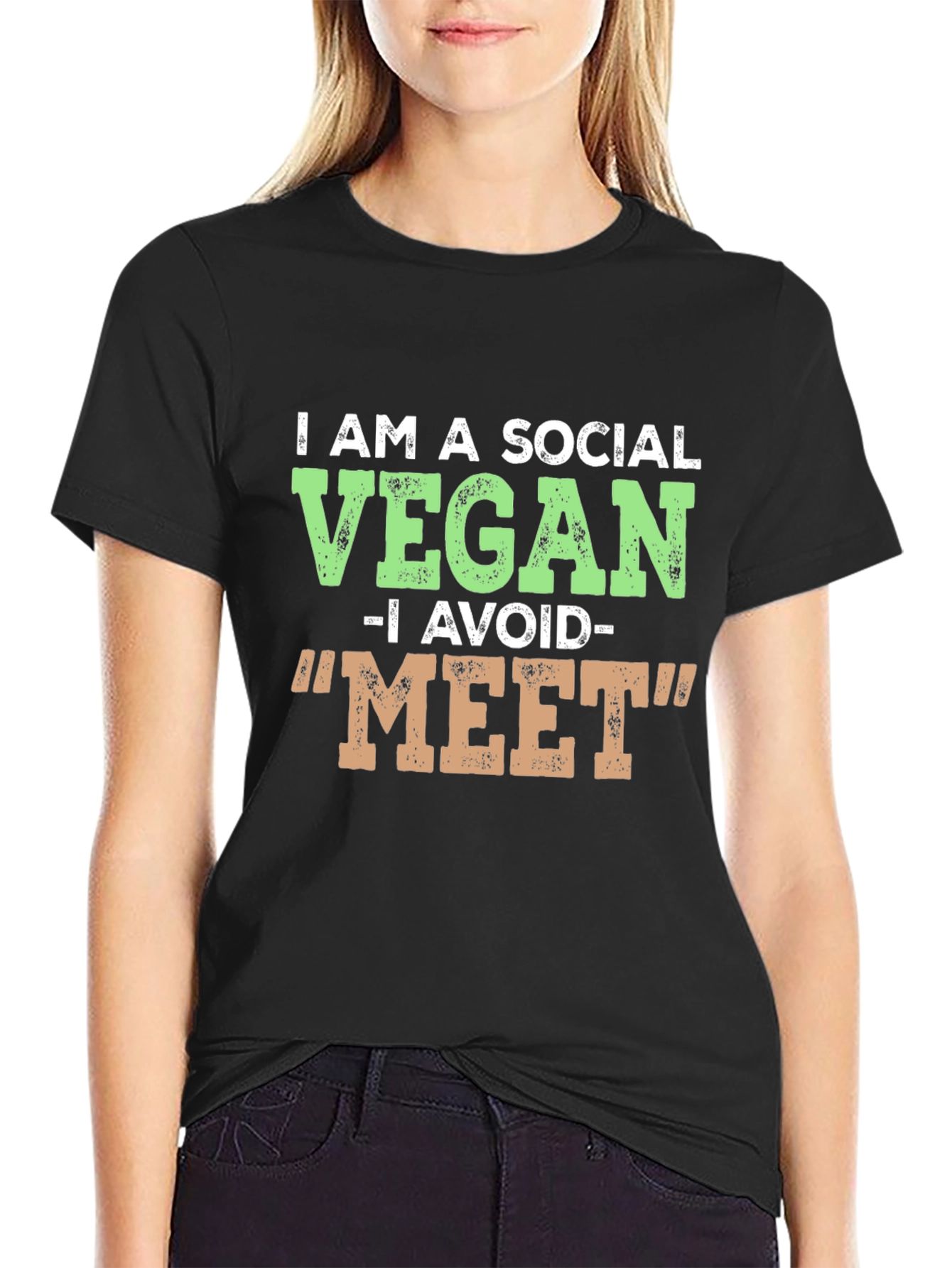 Social Vegan Graphic T-Shirt - Avoid Meat!