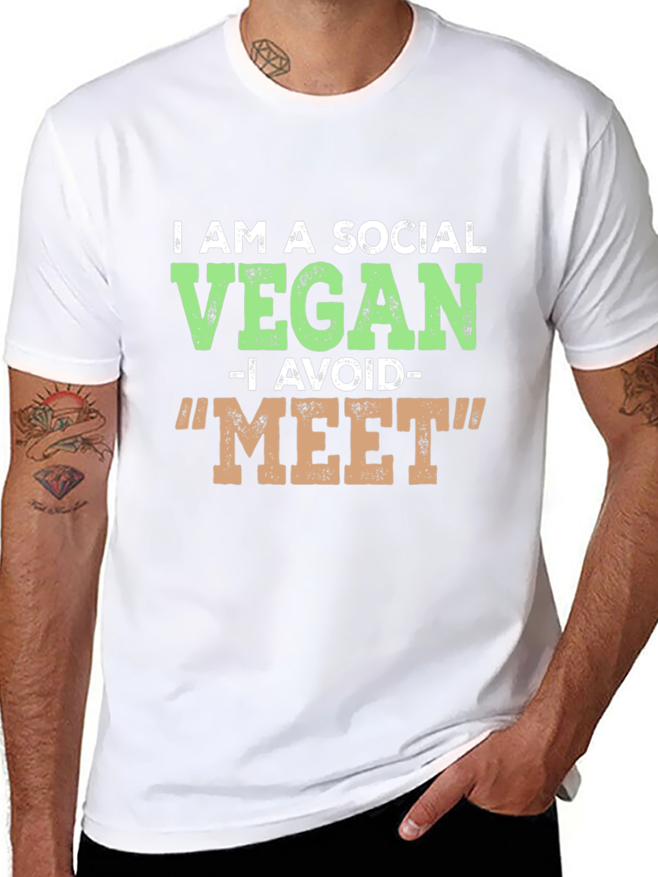 Social Vegan Graphic T-Shirt - Avoid Meat!
