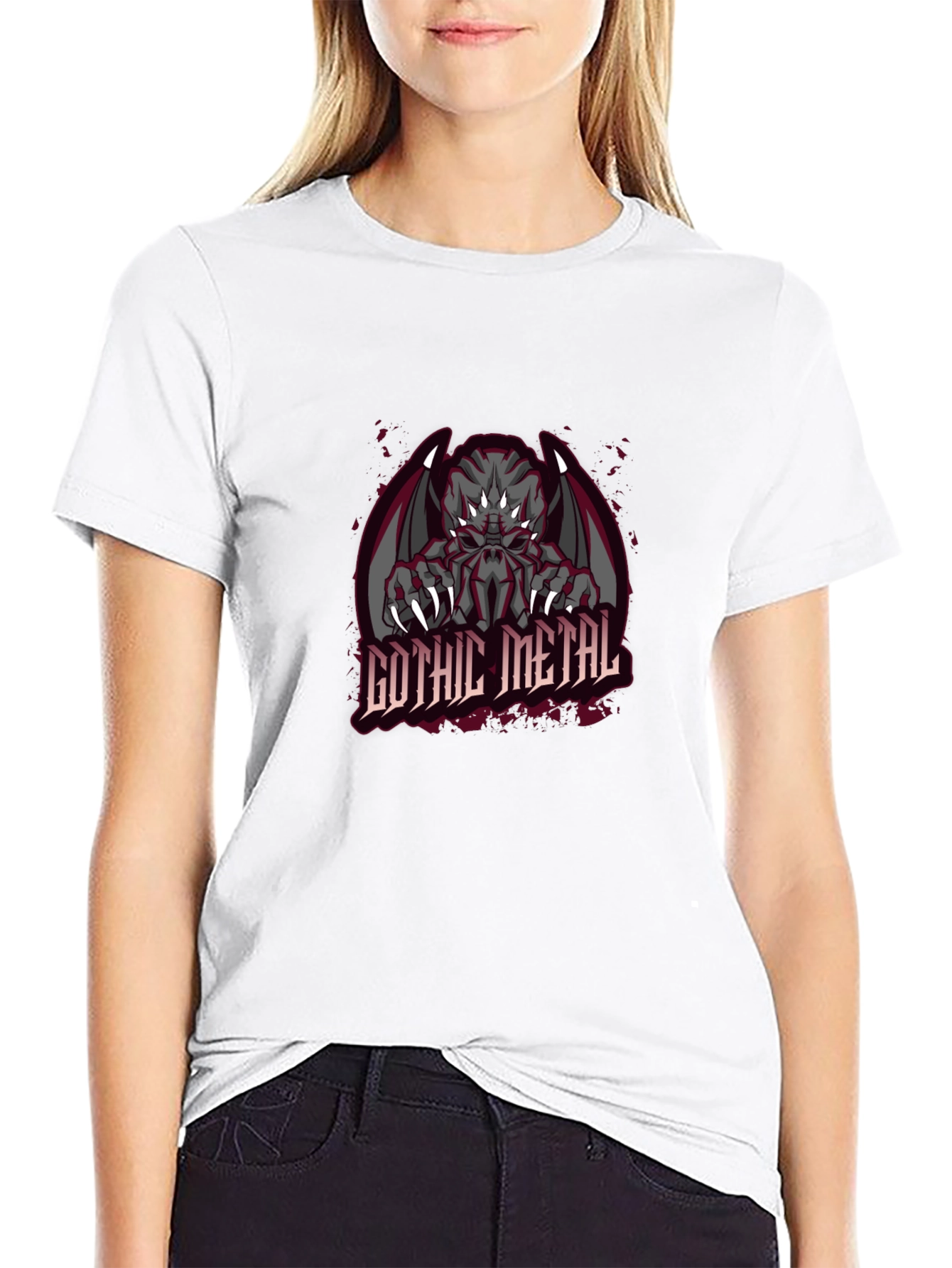 Gothic Metal Monster Graphic T-Shirt