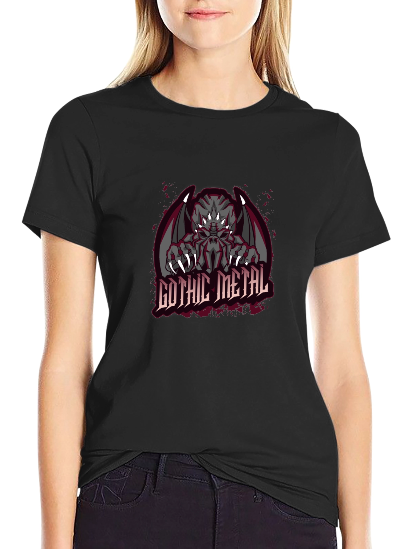 Gothic Metal Monster Graphic T-Shirt
