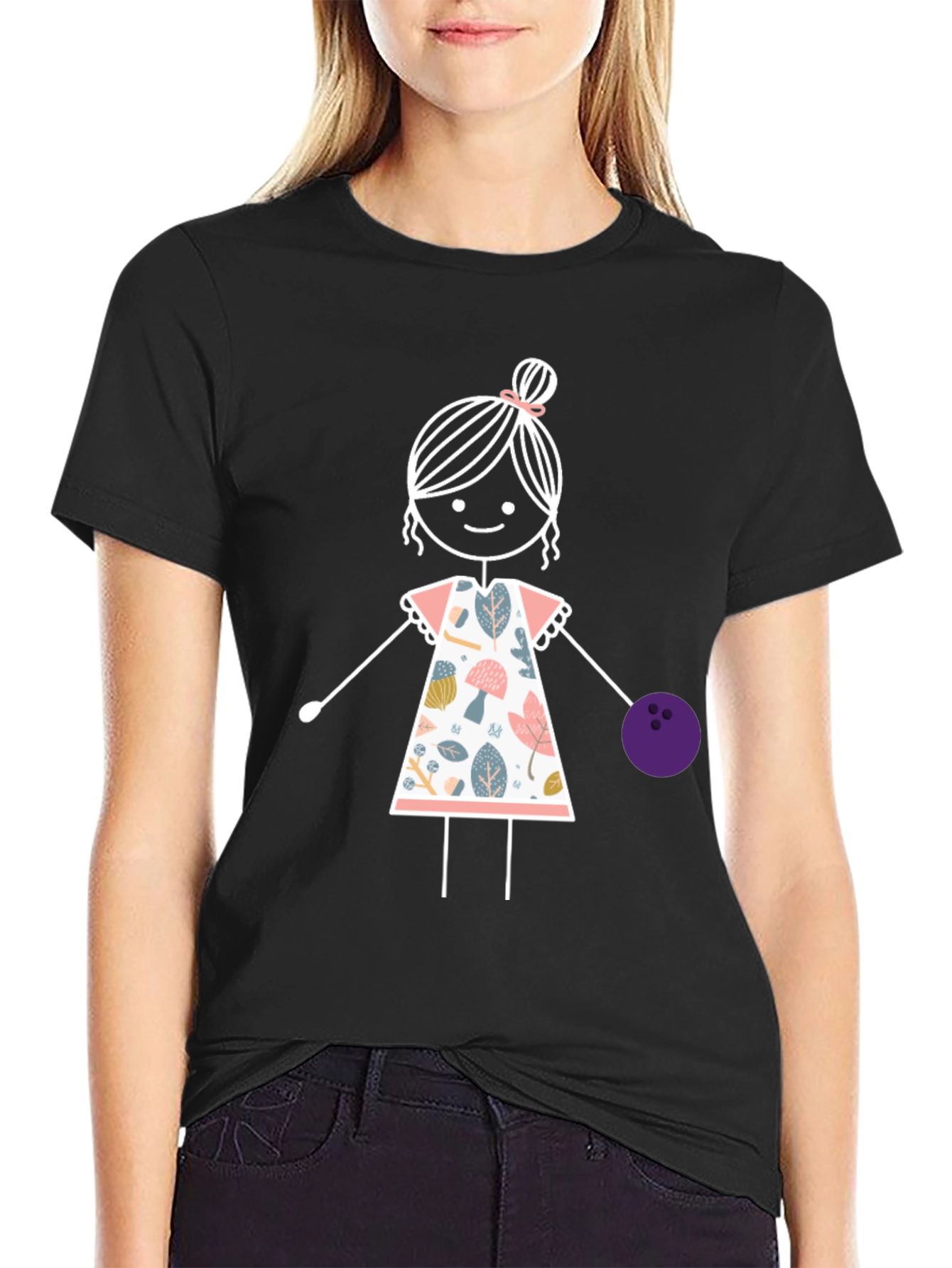 Girl Bowling T-Shirt: Fun Floral Design