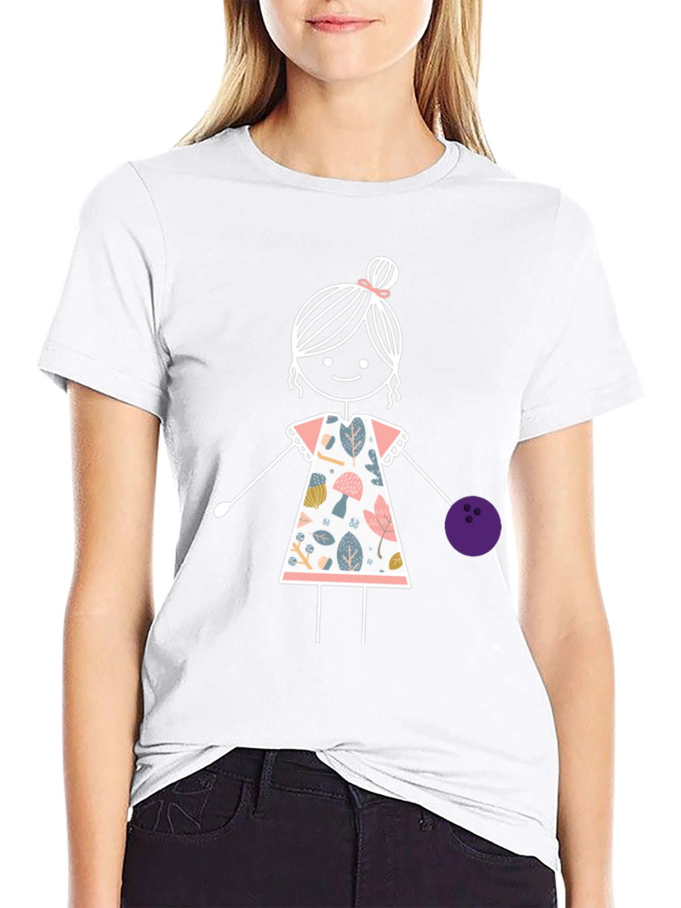 Girl Bowling T-Shirt: Fun Floral Design
