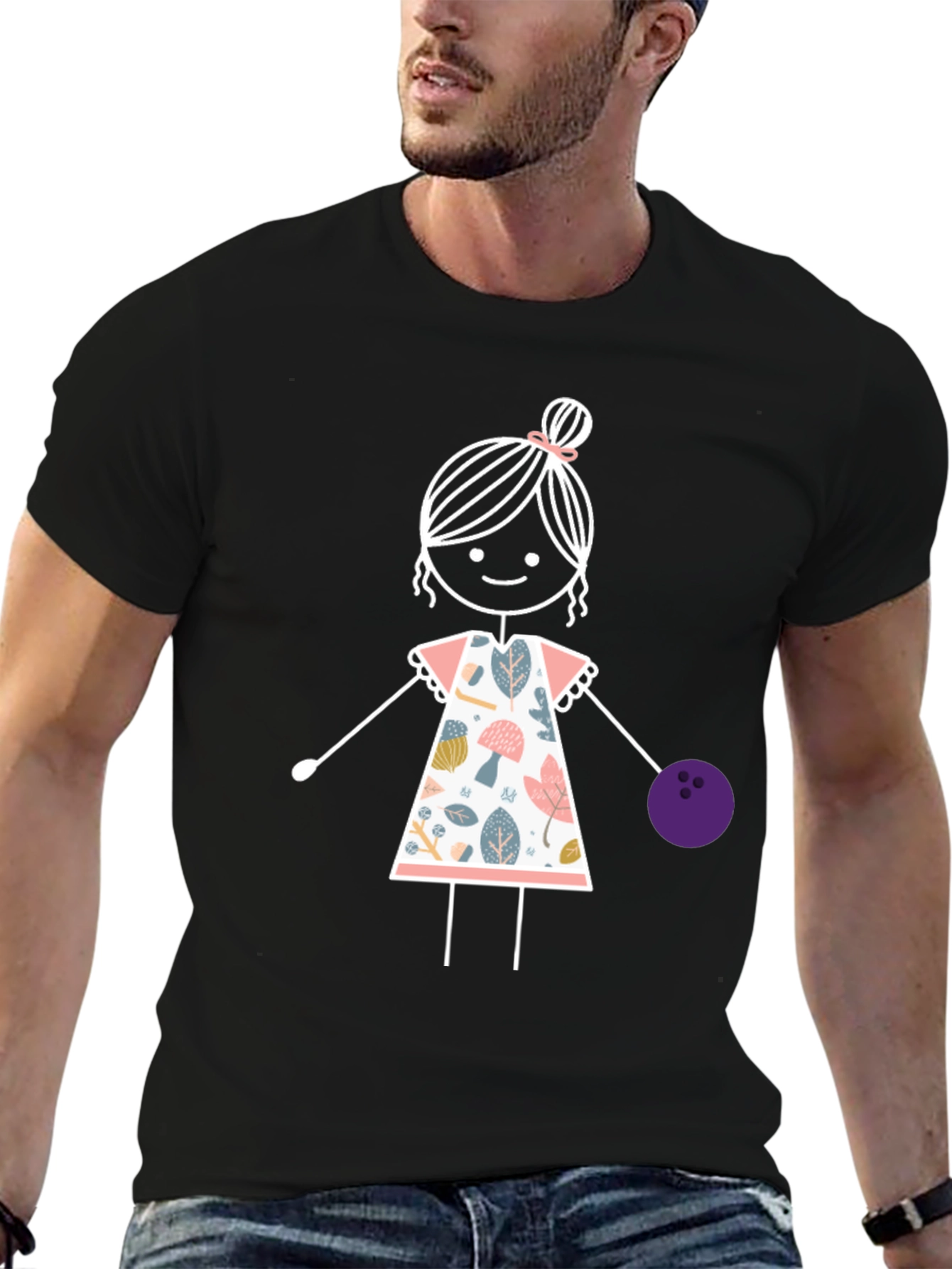 Girl Bowling T-Shirt: Fun Floral Design