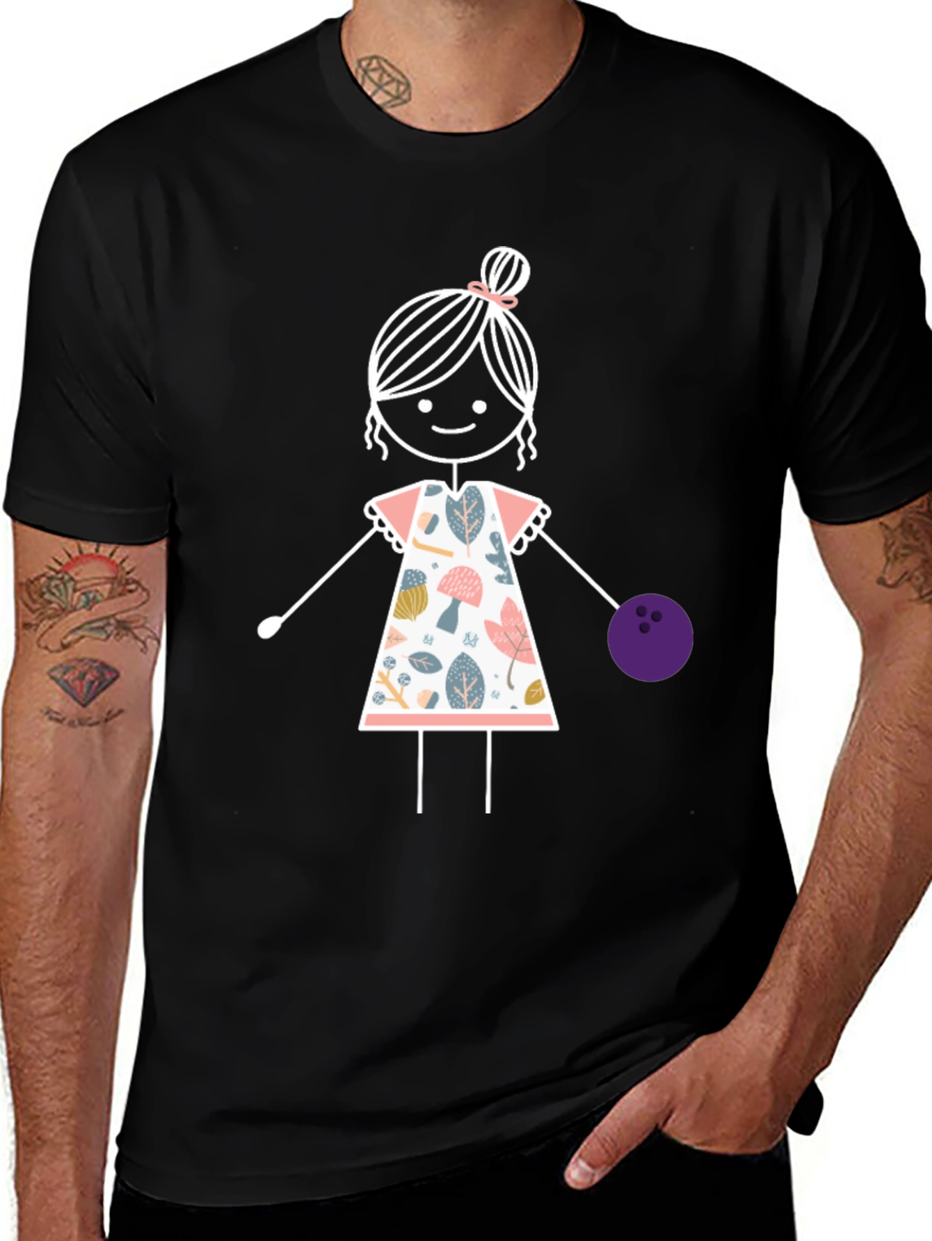 Girl Bowling T-Shirt: Fun Floral Design