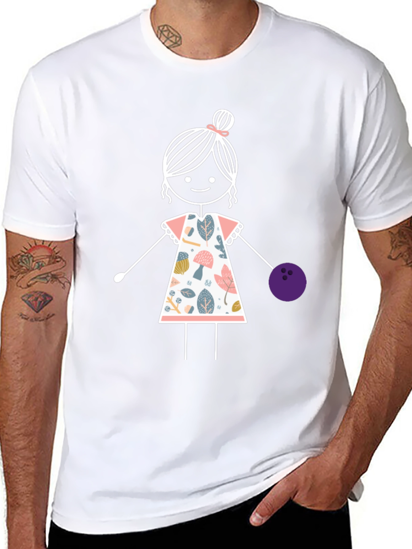 Girl Bowling T-Shirt: Fun Floral Design