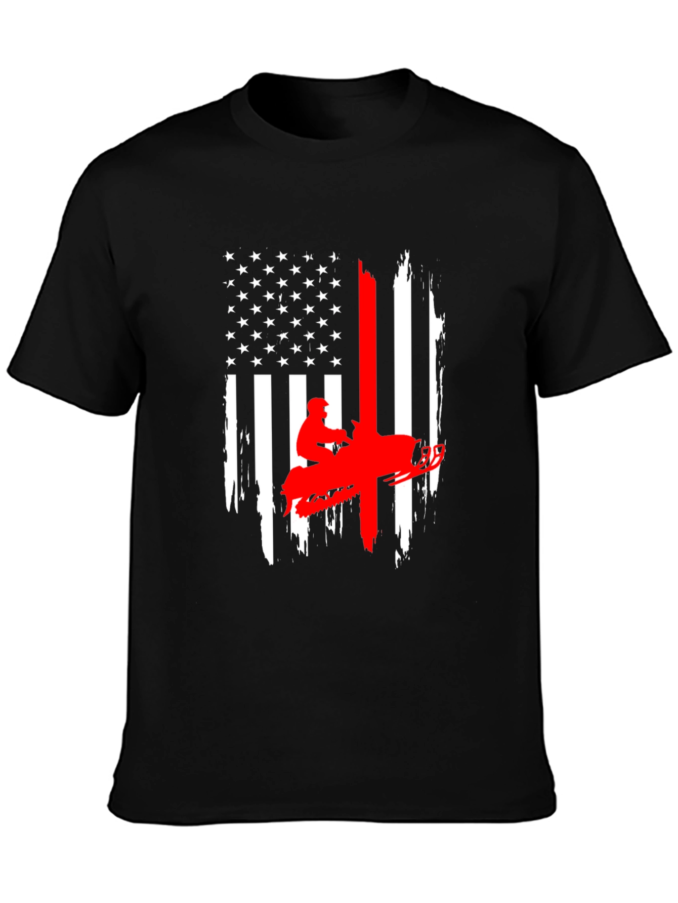 American Flag Snowmobile Graphic T-Shirt