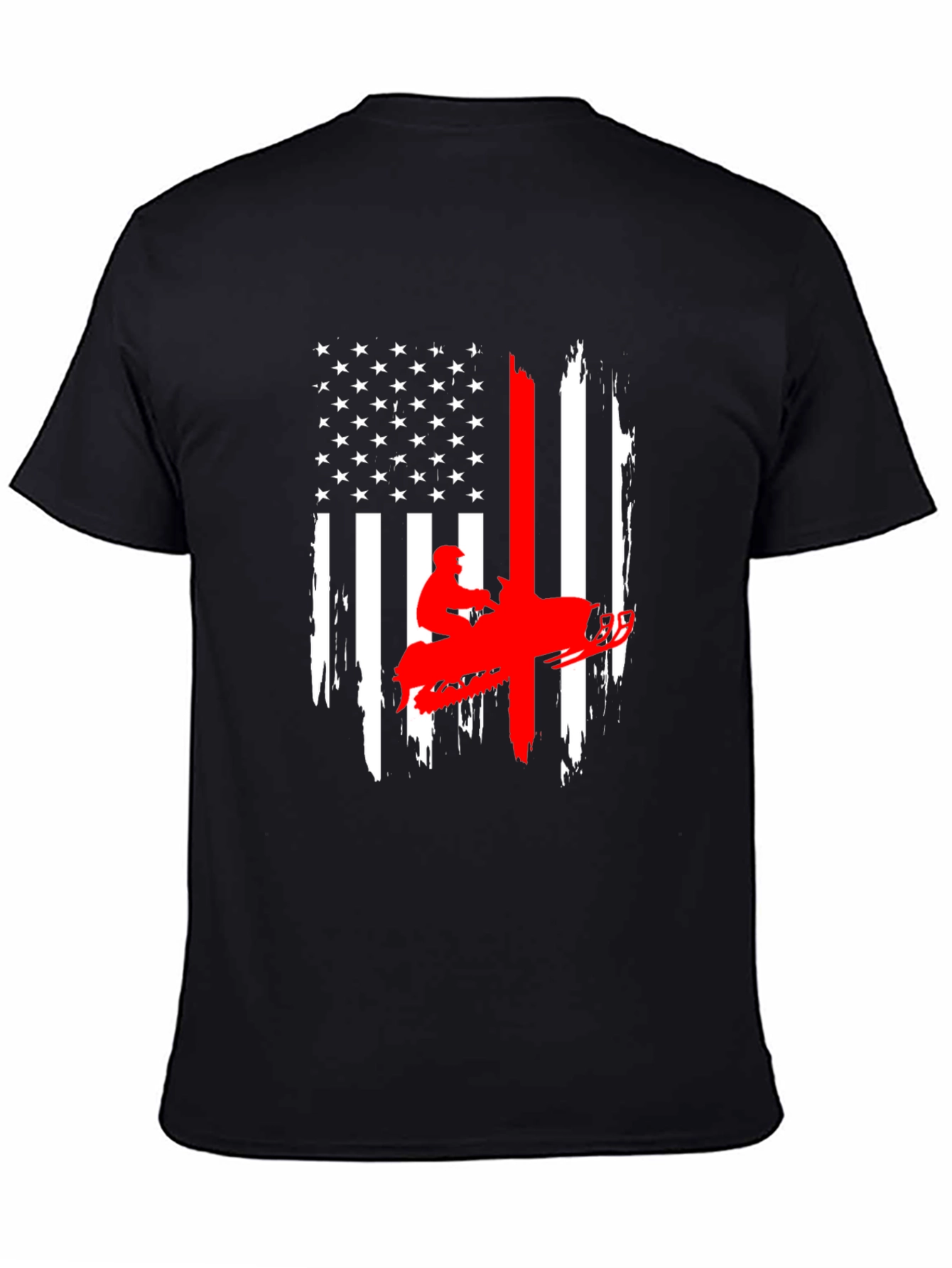 American Flag Snowmobile Graphic T-Shirt