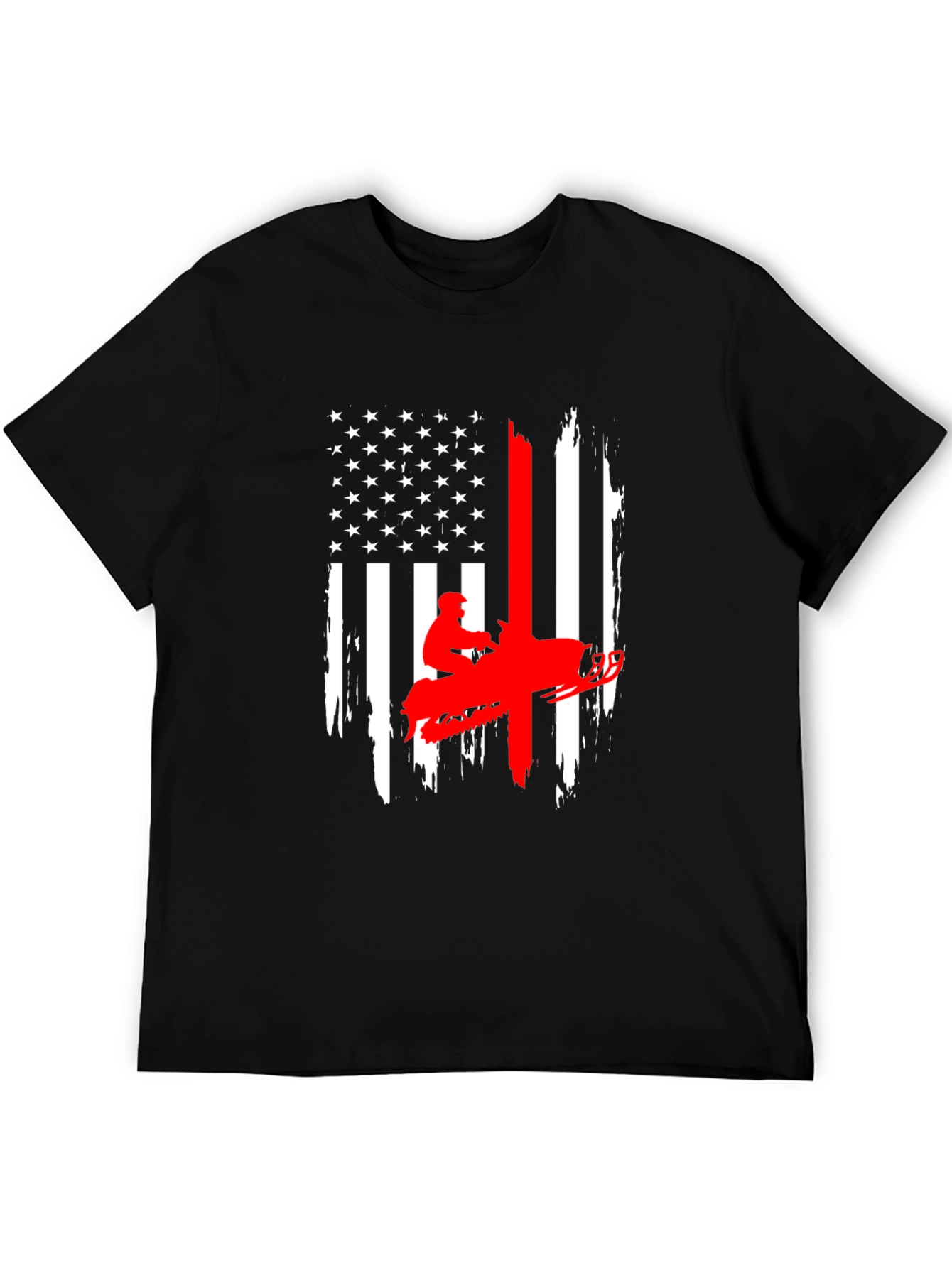 American Flag Snowmobile Graphic T-Shirt