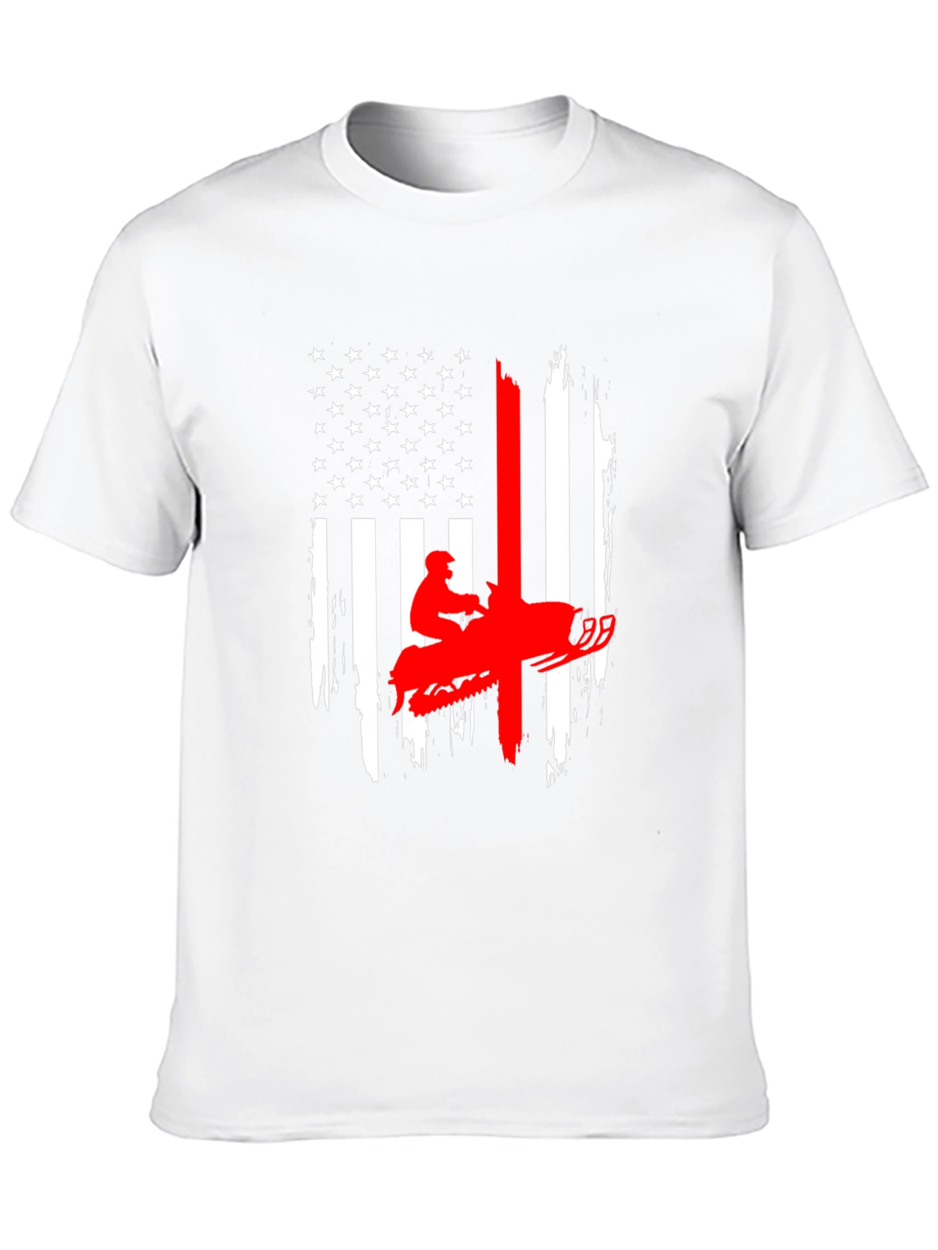 American Flag Snowmobile Graphic T-Shirt