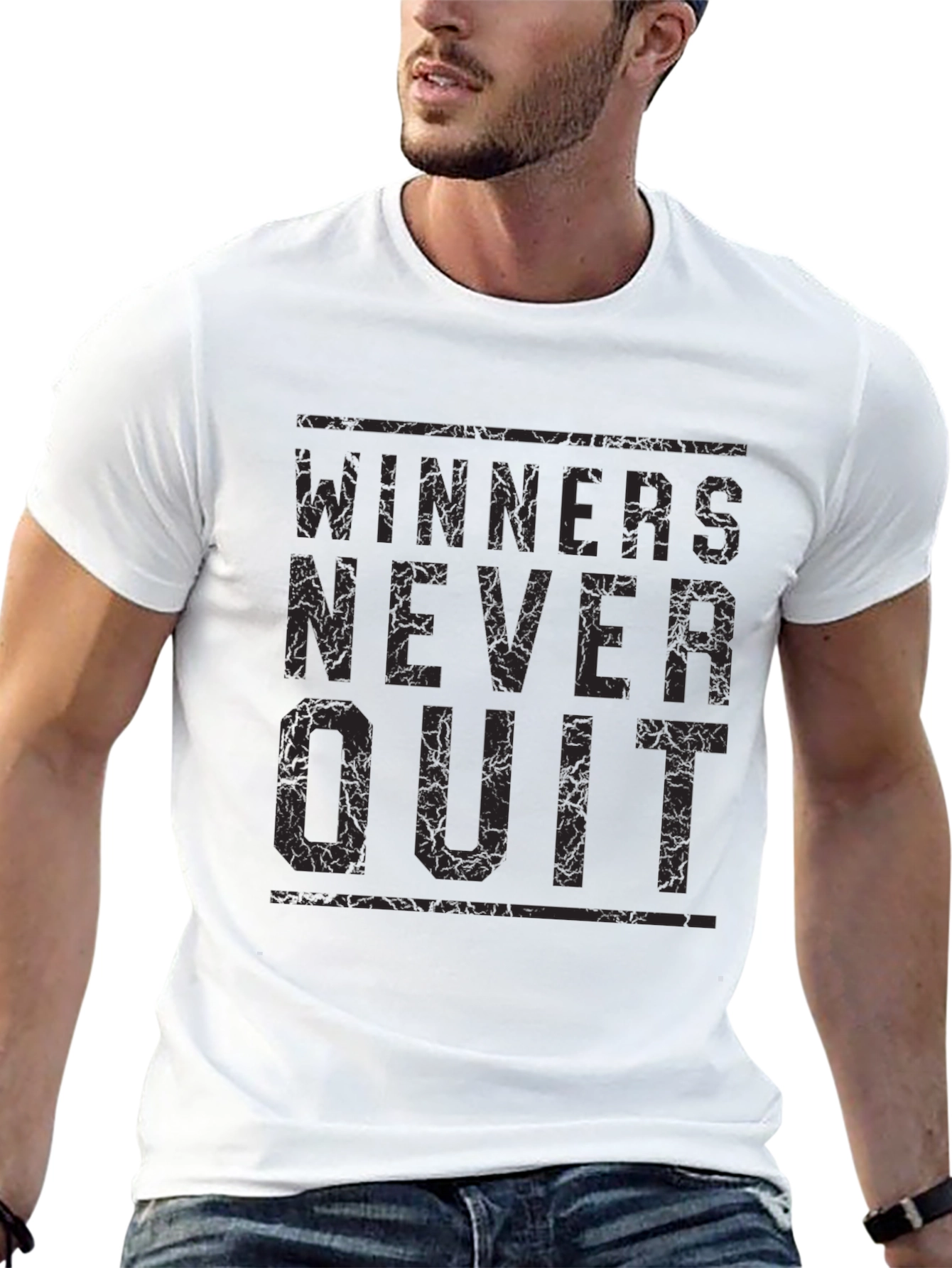 Winners Never Quit Graphic Tee - Motivational T-Shirt