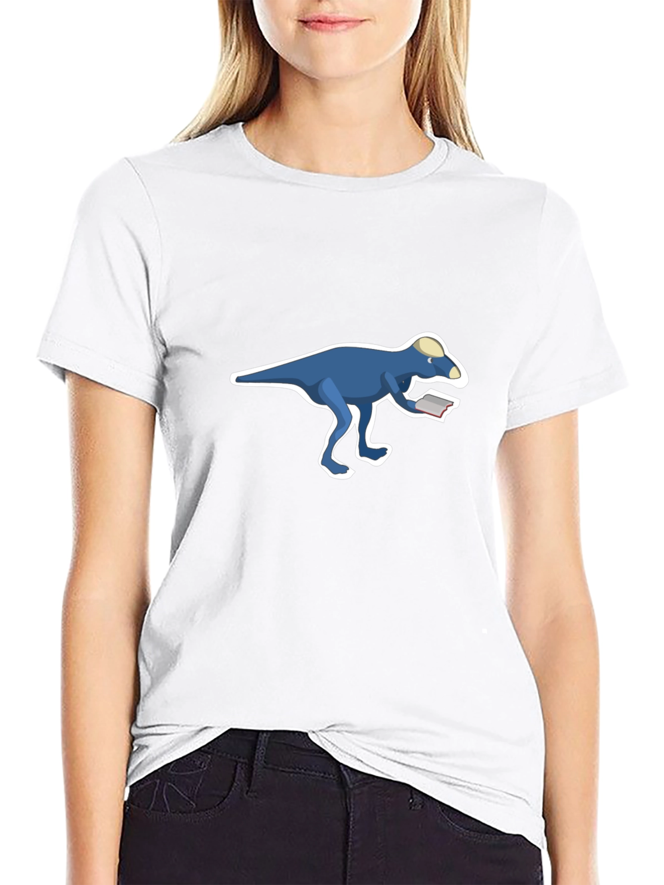 Dinosaur Reading T-Shirt - Cool Black Tee