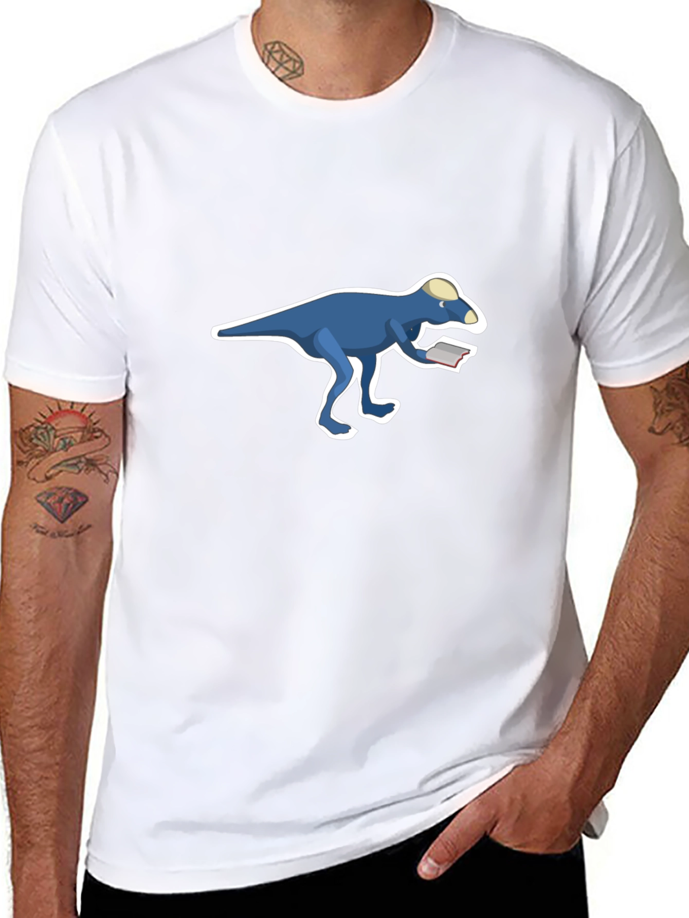 Dinosaur Reading T-Shirt - Cool Black Tee