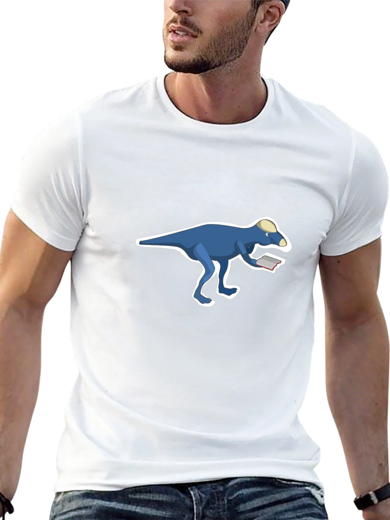 Dinosaur Reading T-Shirt - Cool Black Tee