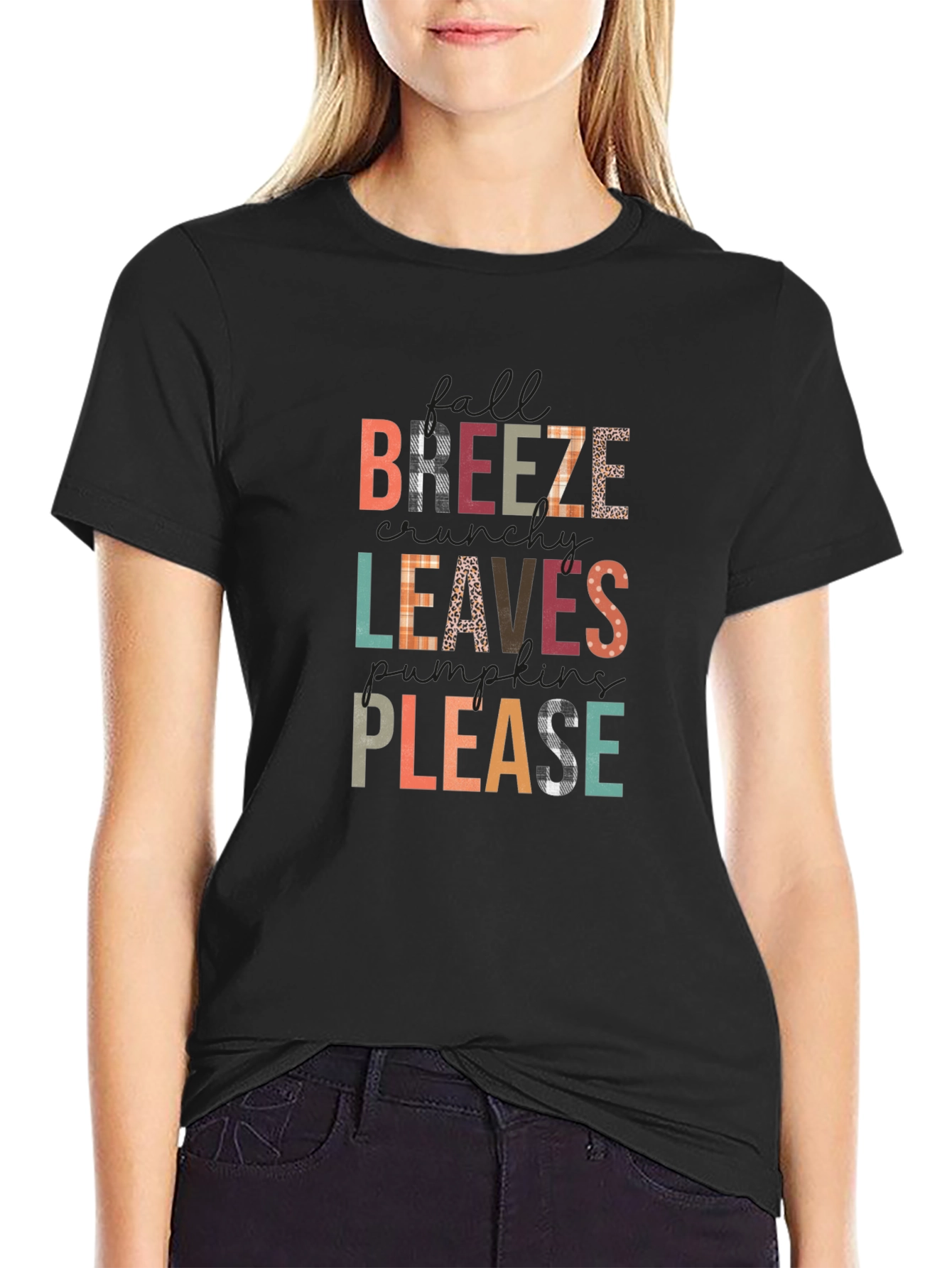 Fall Breeze Leaves Pumpkins Please T-Shirt
