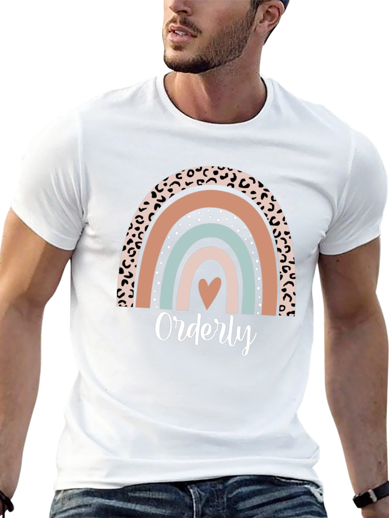 Orderly Rainbow Heart T-Shirt - Trendy Graphic Tee