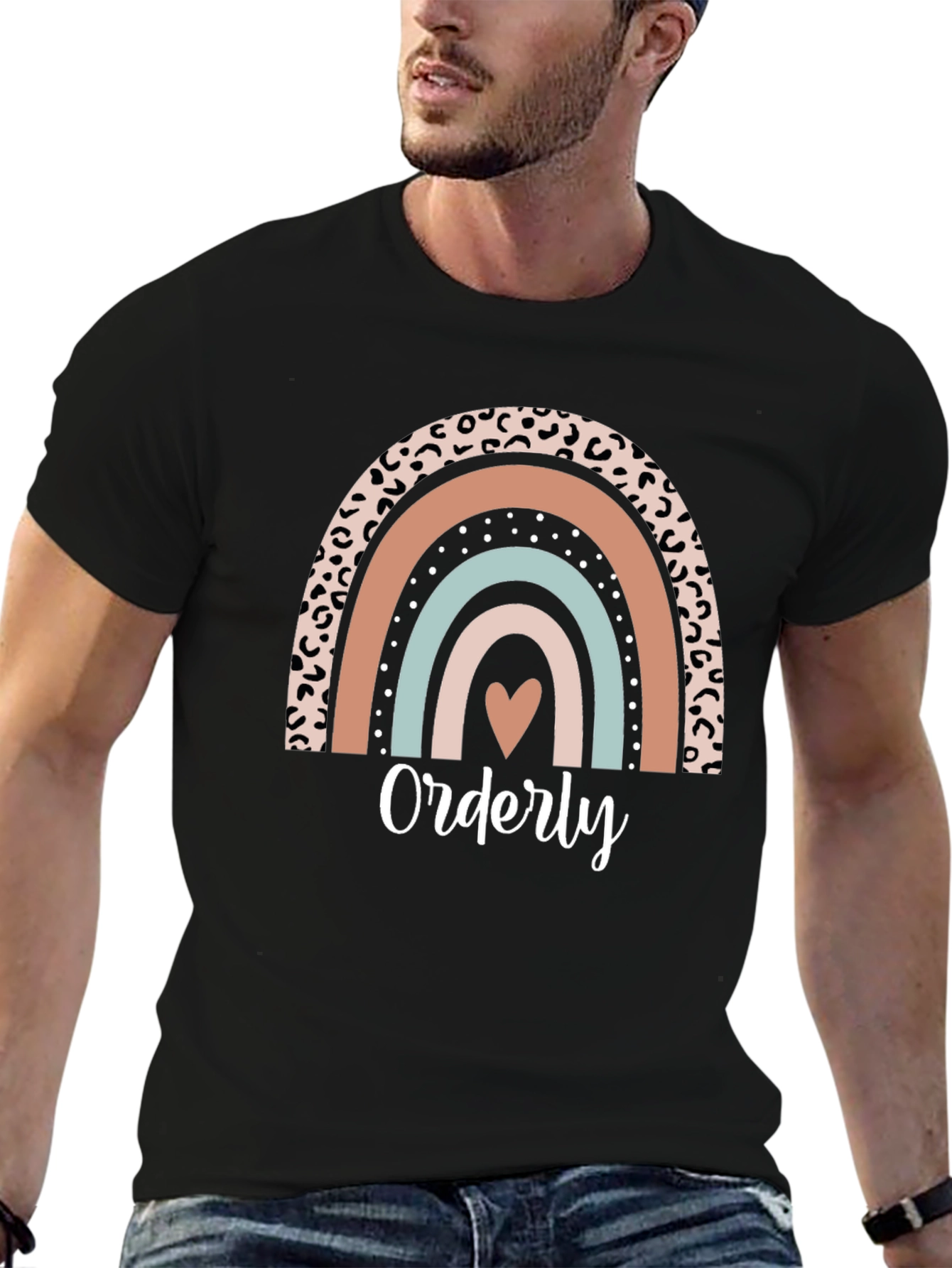 Orderly Rainbow Heart T-Shirt - Trendy Graphic Tee