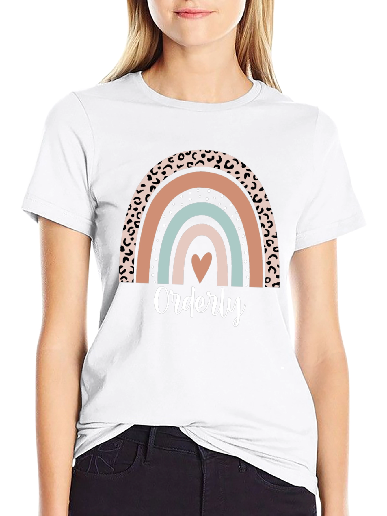Orderly Rainbow Heart T-Shirt - Trendy Graphic Tee