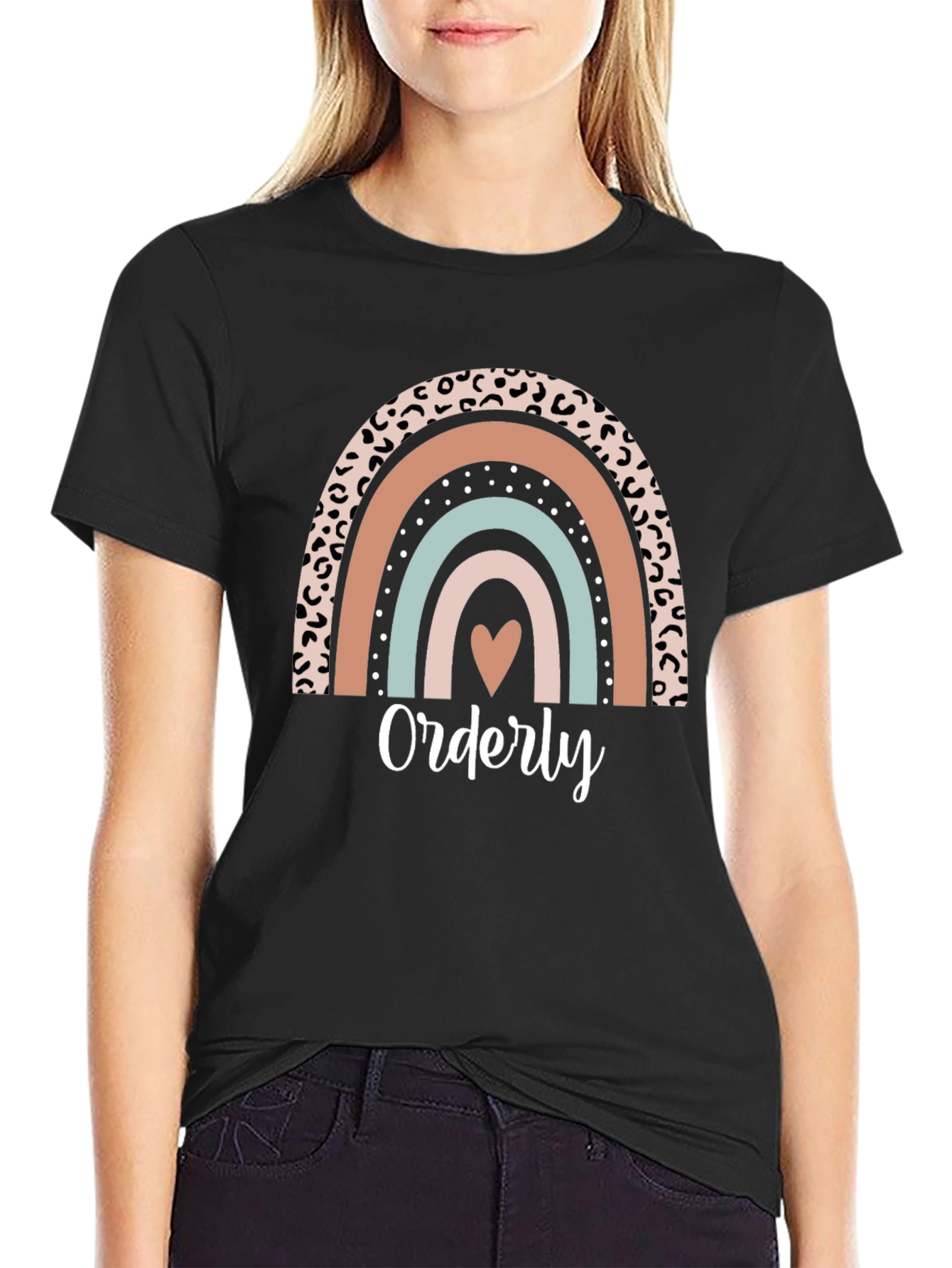 Orderly Rainbow Heart T-Shirt - Trendy Graphic Tee