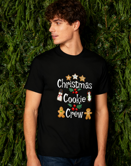 Christmas Cookie Crew T-Shirt - 100% Cotton, Festive Tee for Holiday Baking & Casual Occasions