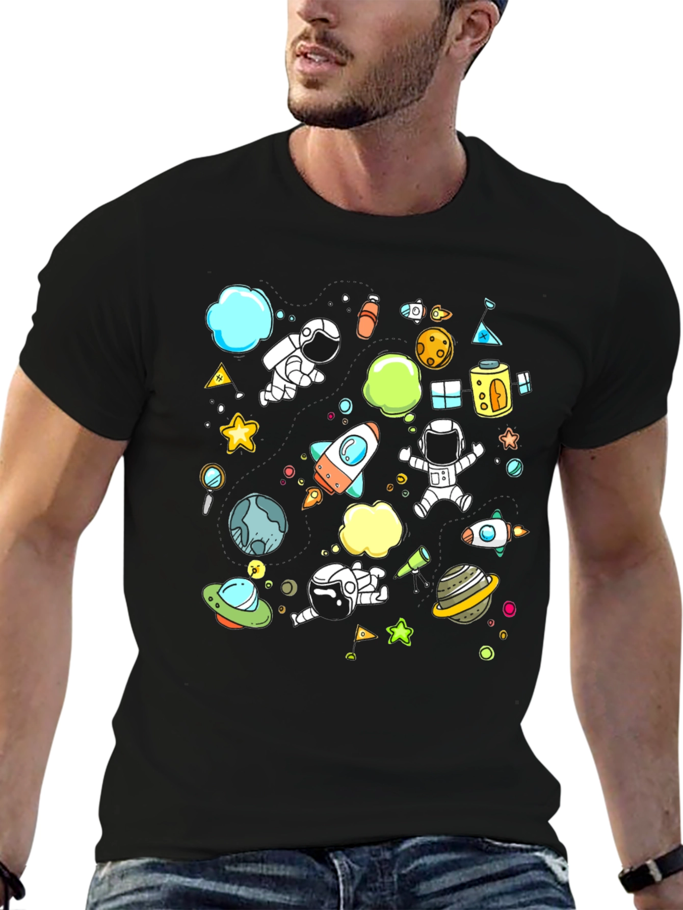 Space Adventure Graphic Tee - Black