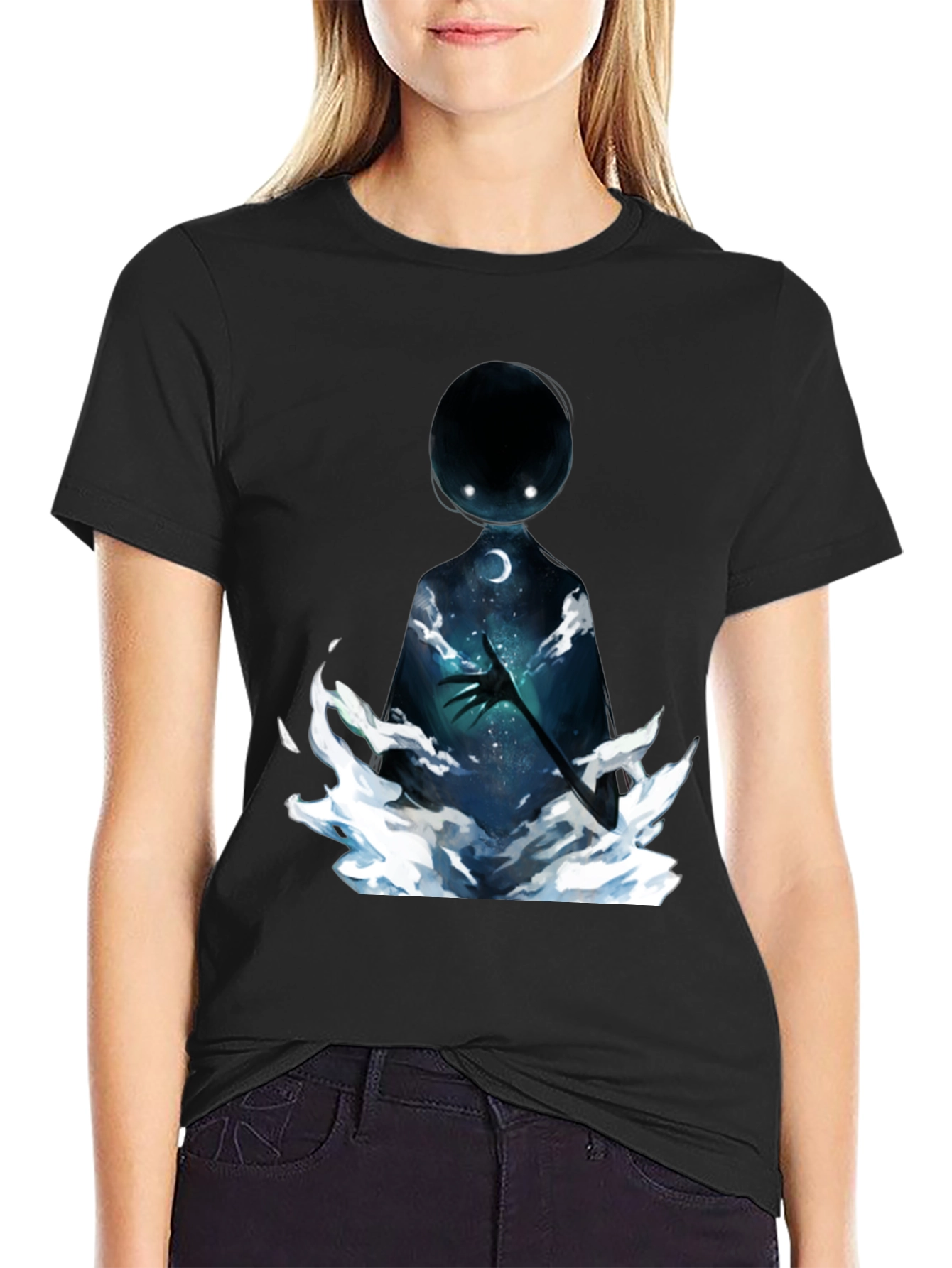 Unique Graphic Print Black T-Shirt