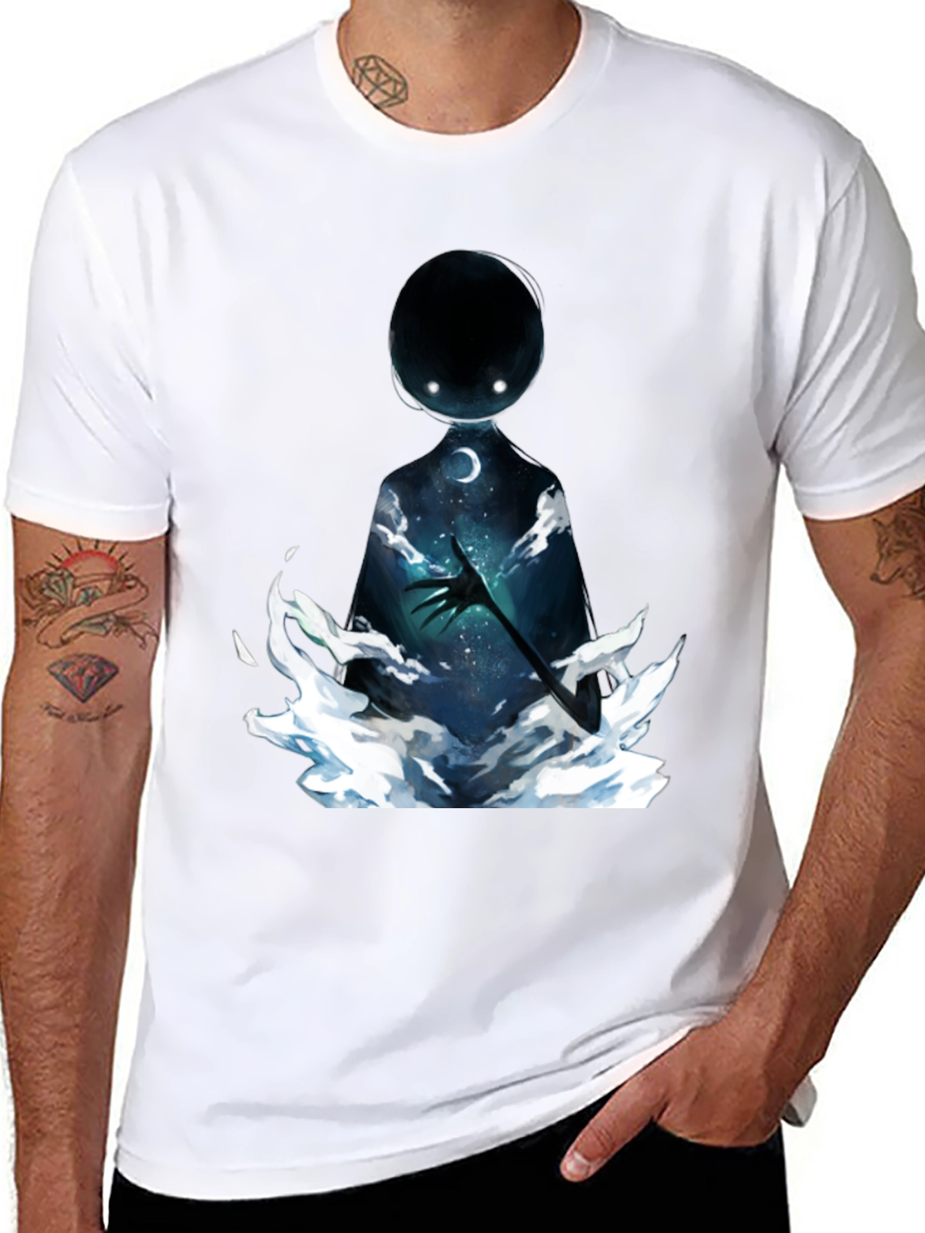 Unique Graphic Print Black T-Shirt