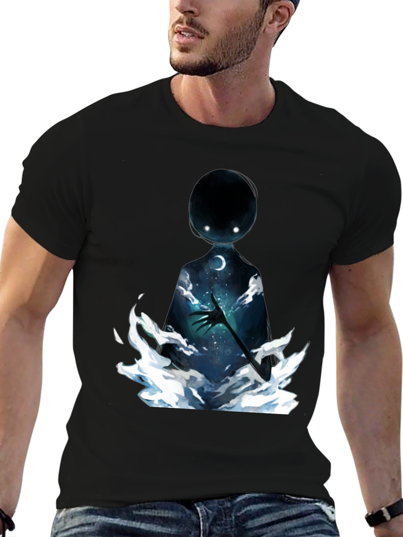 Unique Graphic Print Black T-Shirt