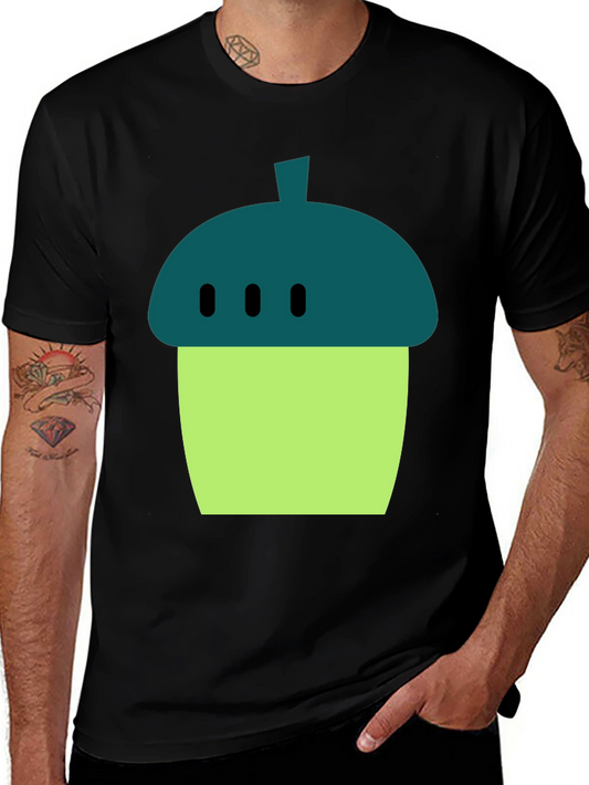 Acorn Cartoon Graphic Black T-Shirt