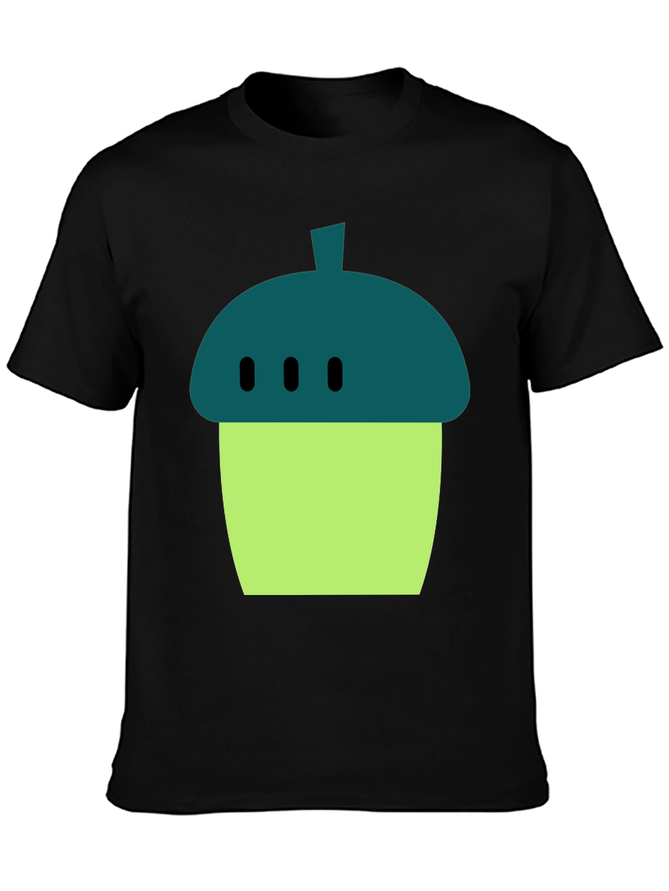 Acorn Cartoon Graphic Black T-Shirt