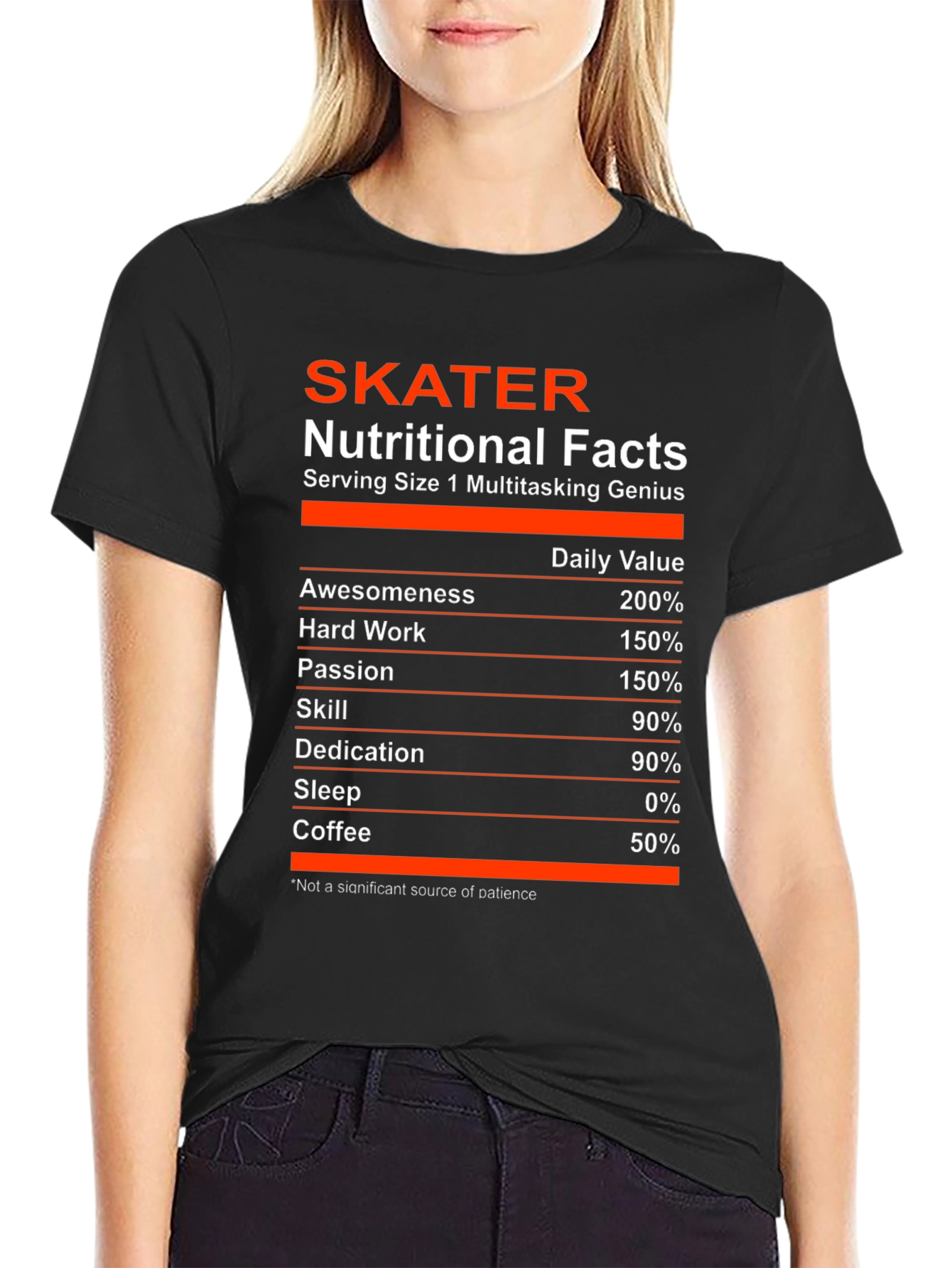 Skater Nutritional Facts T-Shirt - Multitasking Genius