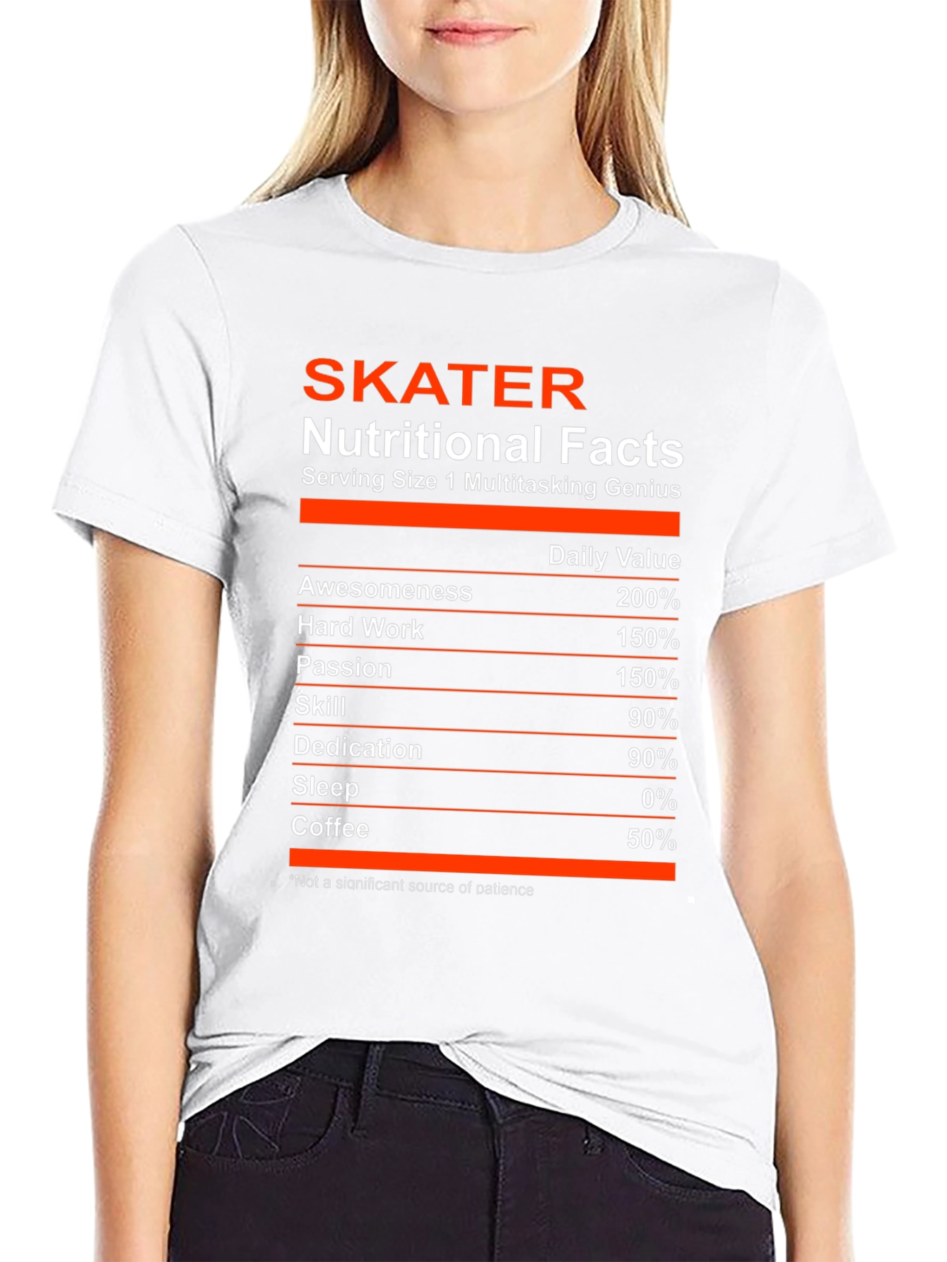 Skater Nutritional Facts T-Shirt - Multitasking Genius