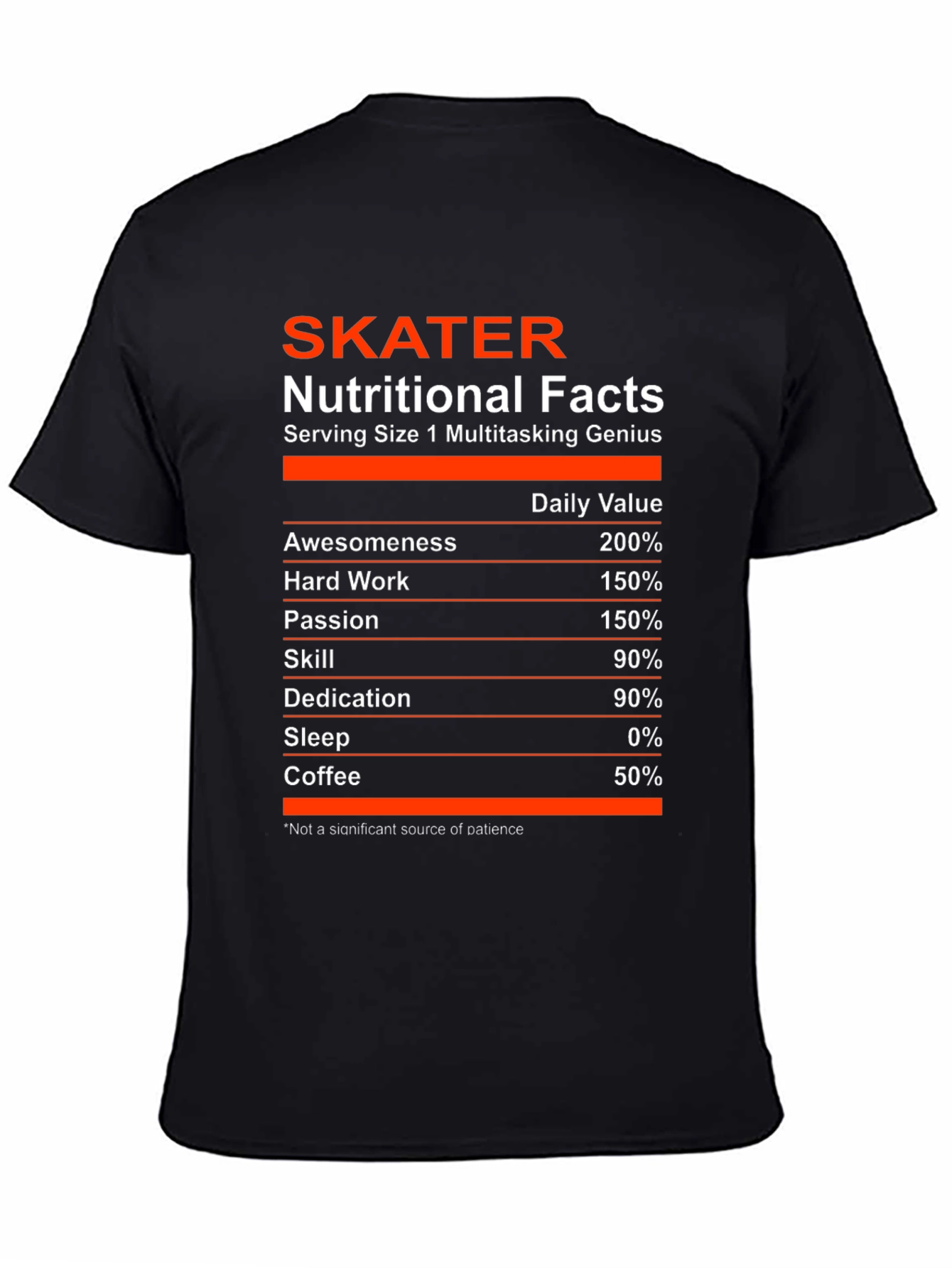 Skater Nutritional Facts T-Shirt - Multitasking Genius