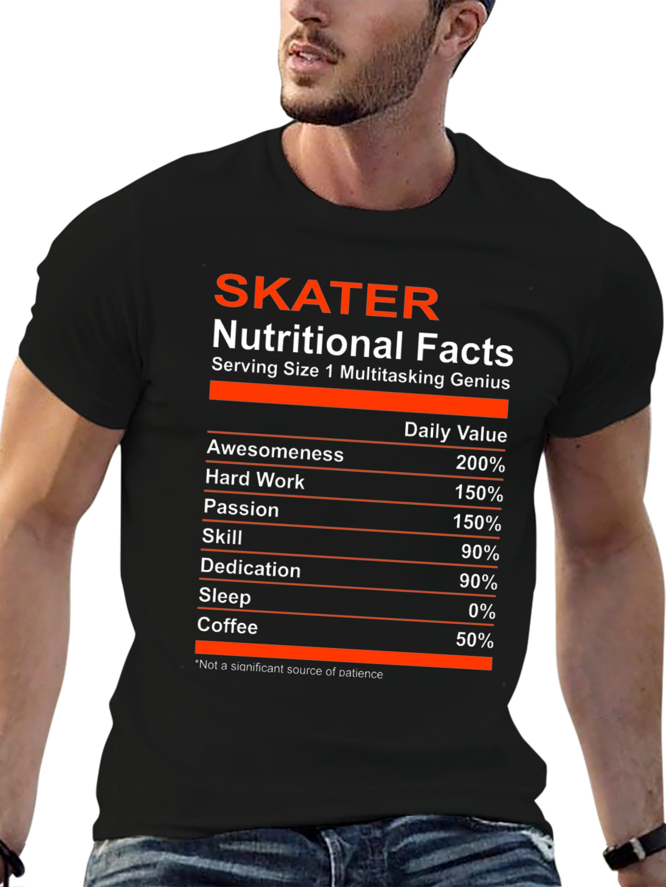 Skater Nutritional Facts T-Shirt - Multitasking Genius
