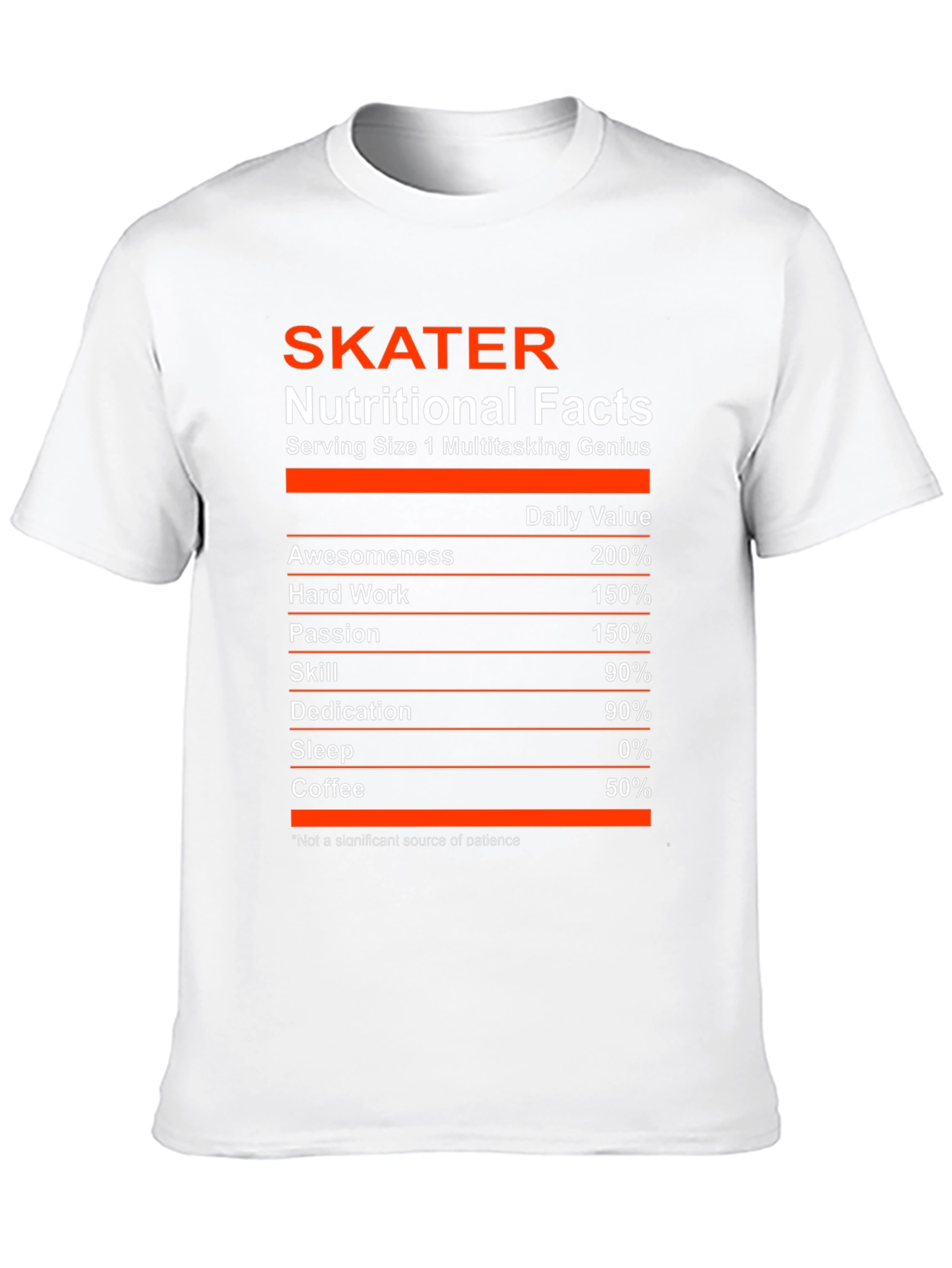 Skater Nutritional Facts T-Shirt - Multitasking Genius