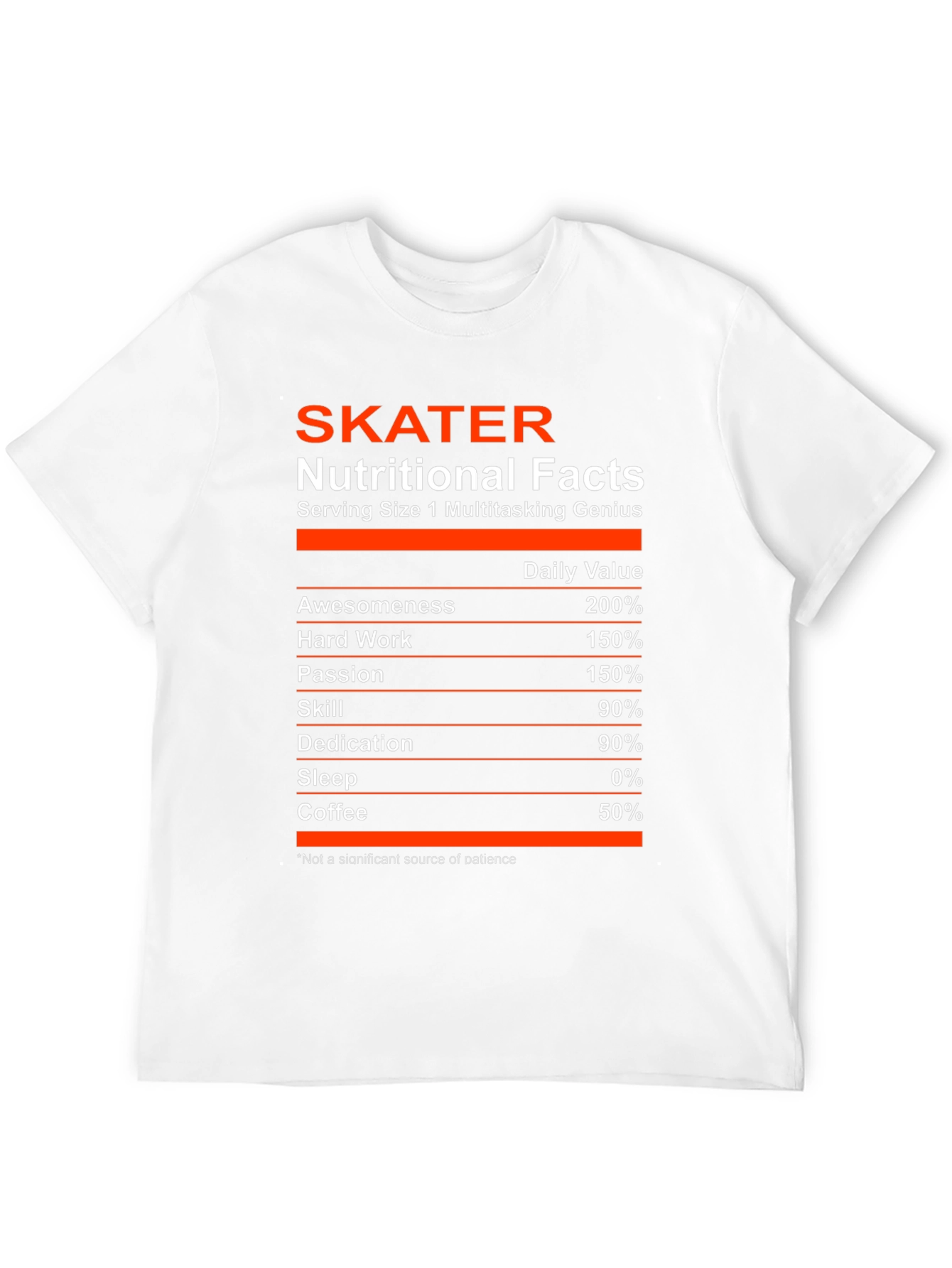 Skater Nutritional Facts T-Shirt - Multitasking Genius