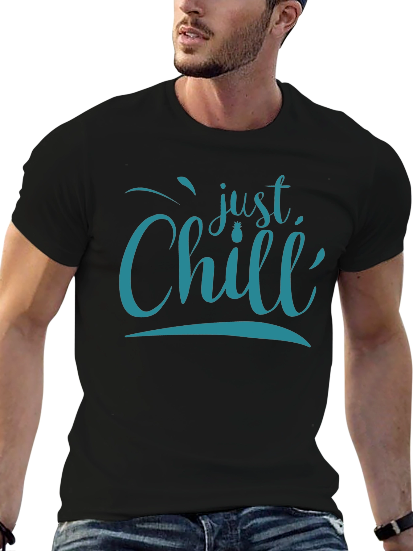Just Chill Mens Black Graphic T-Shirt