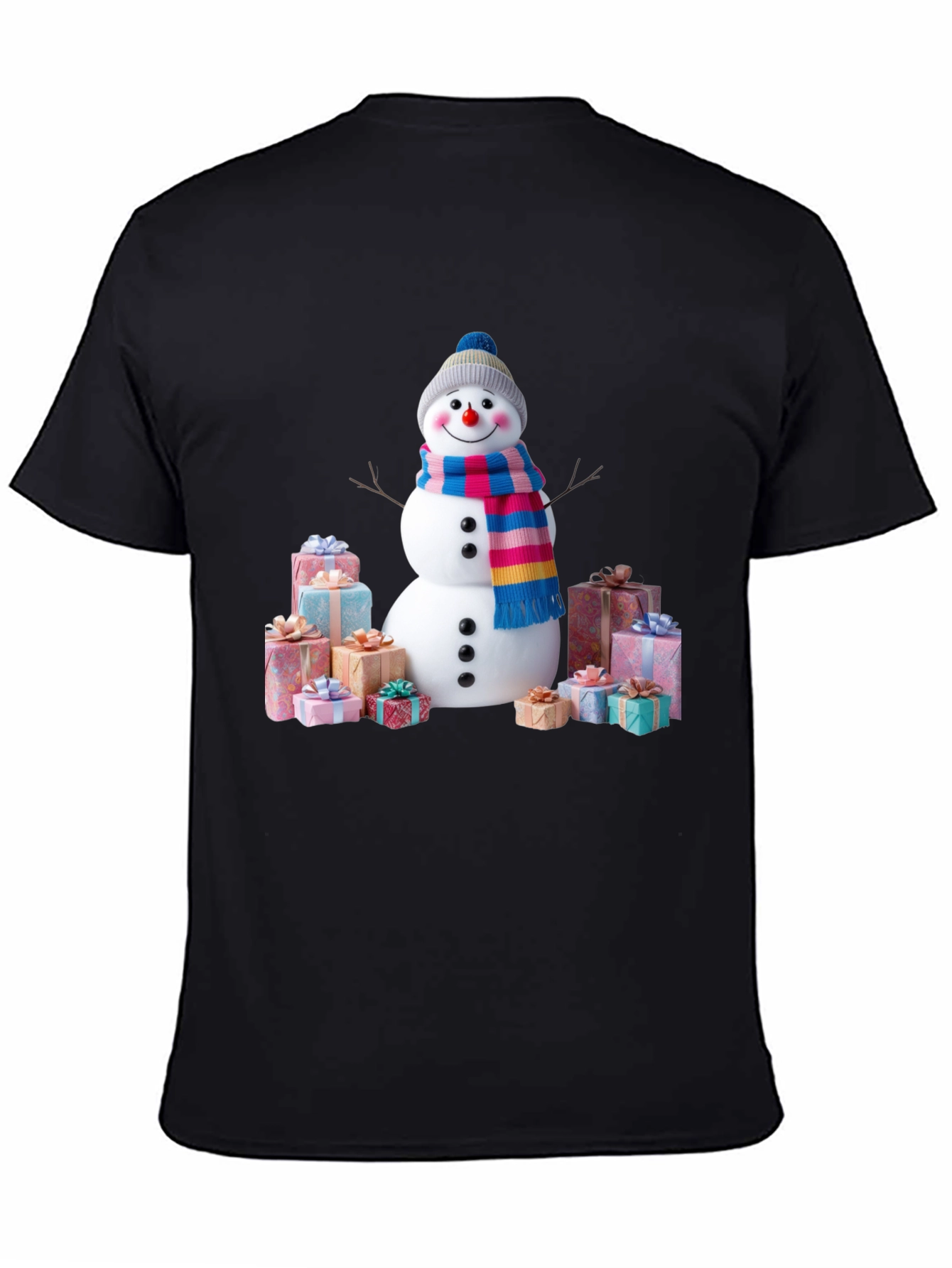 Festive Snowman & Gifts Graphic Tee - Holiday Cheer!