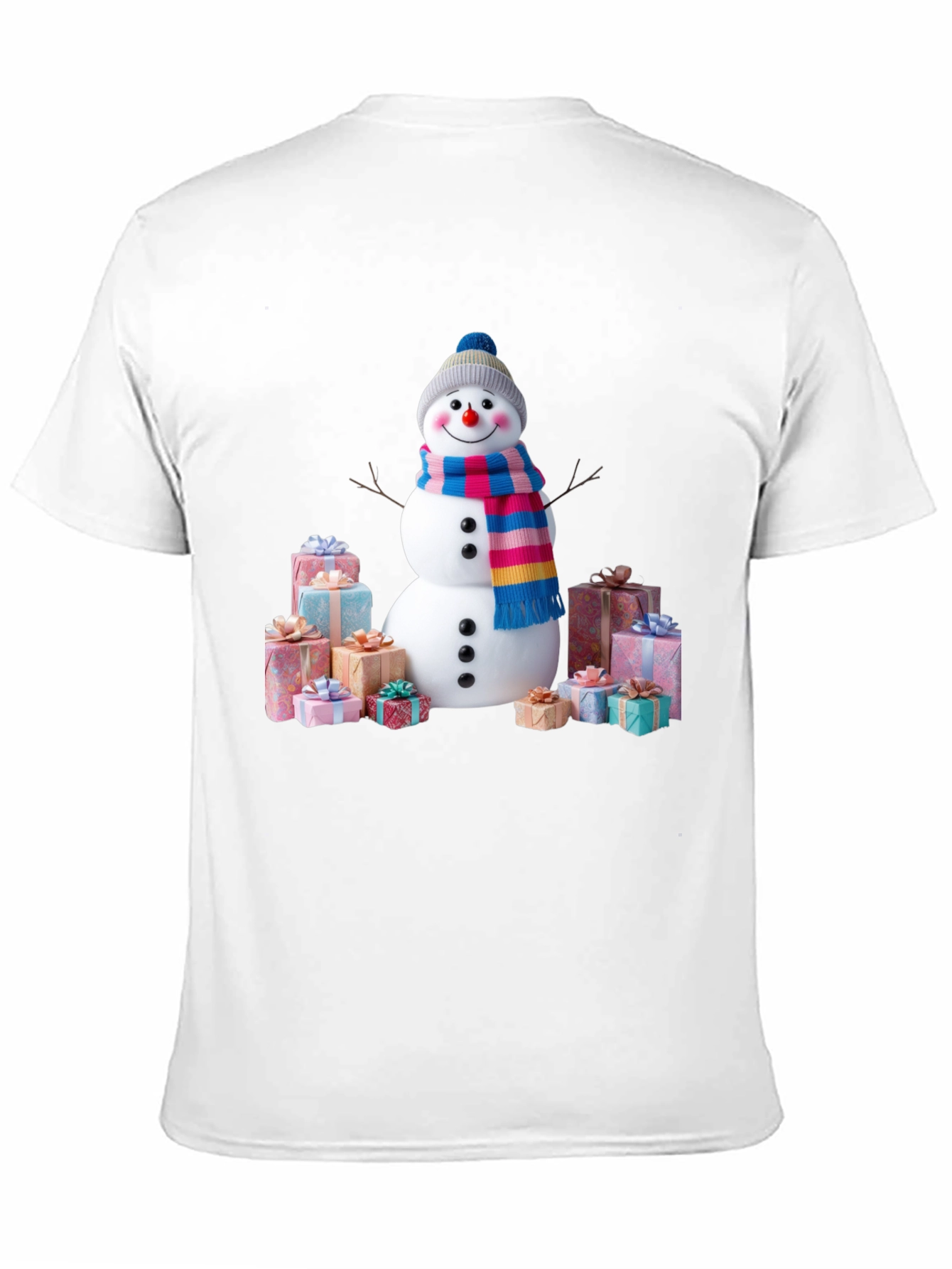 Festive Snowman & Gifts Graphic Tee - Holiday Cheer!