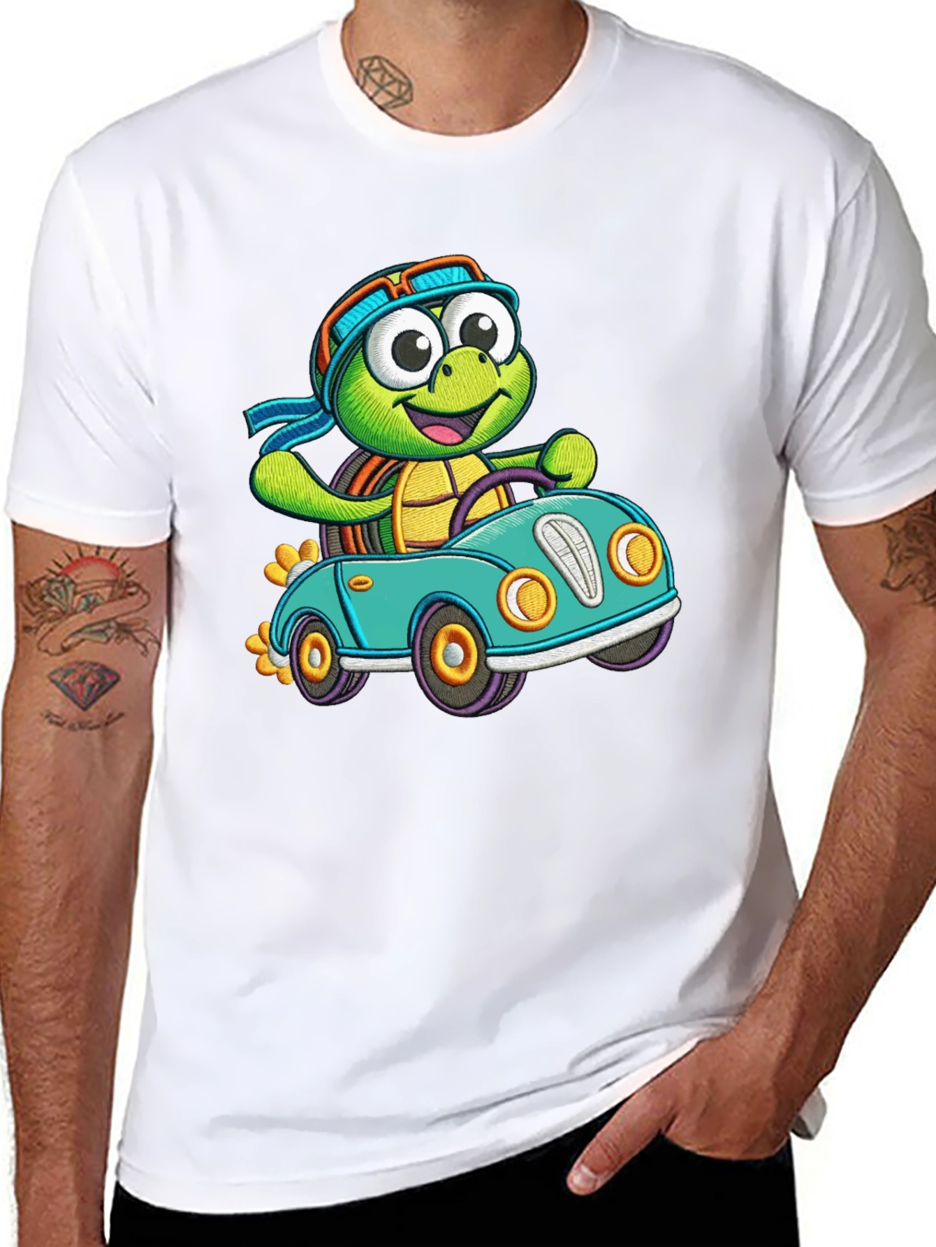 Cartoon Turtle Driving T-Shirt