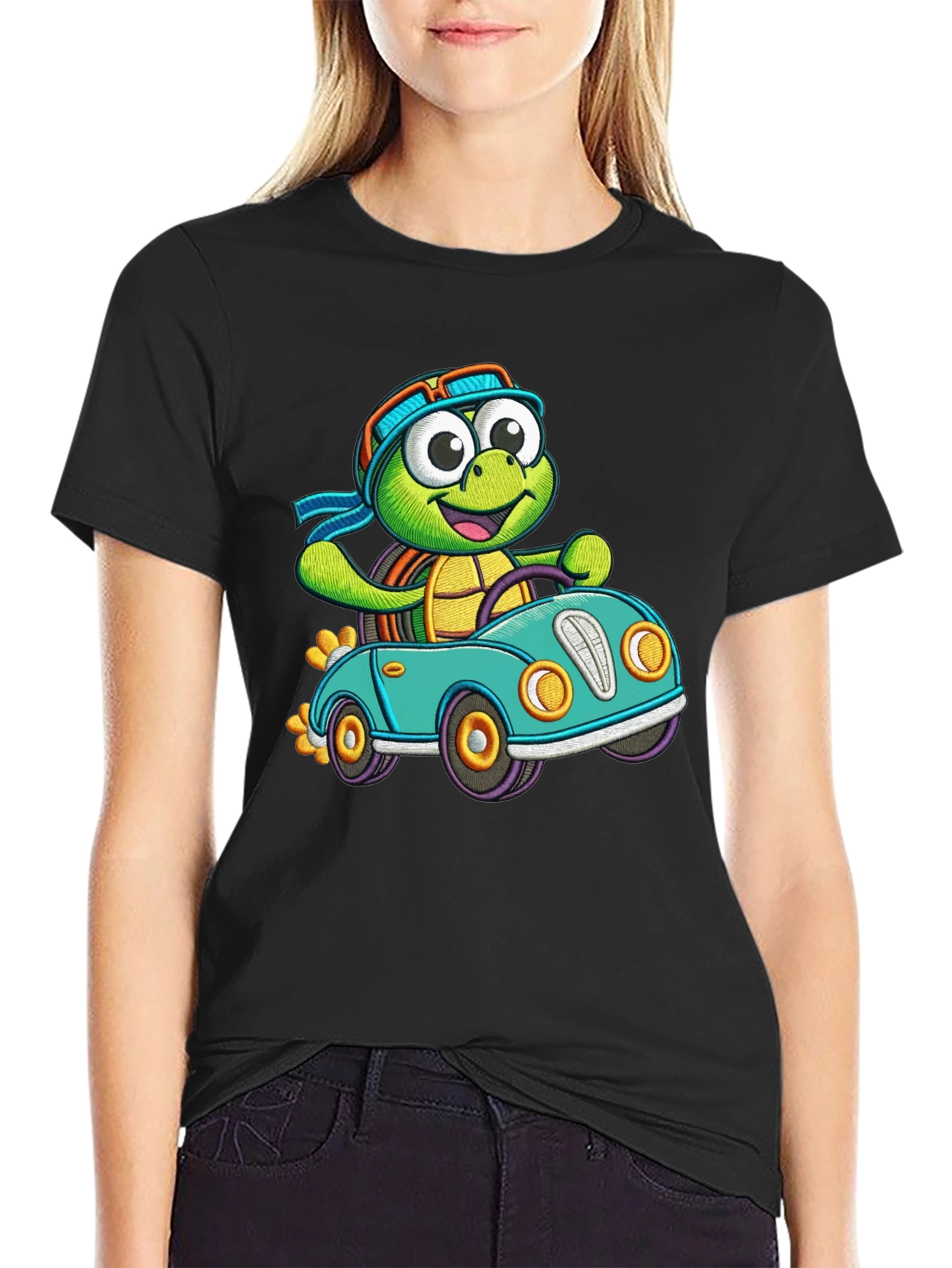 Cartoon Turtle Driving T-Shirt