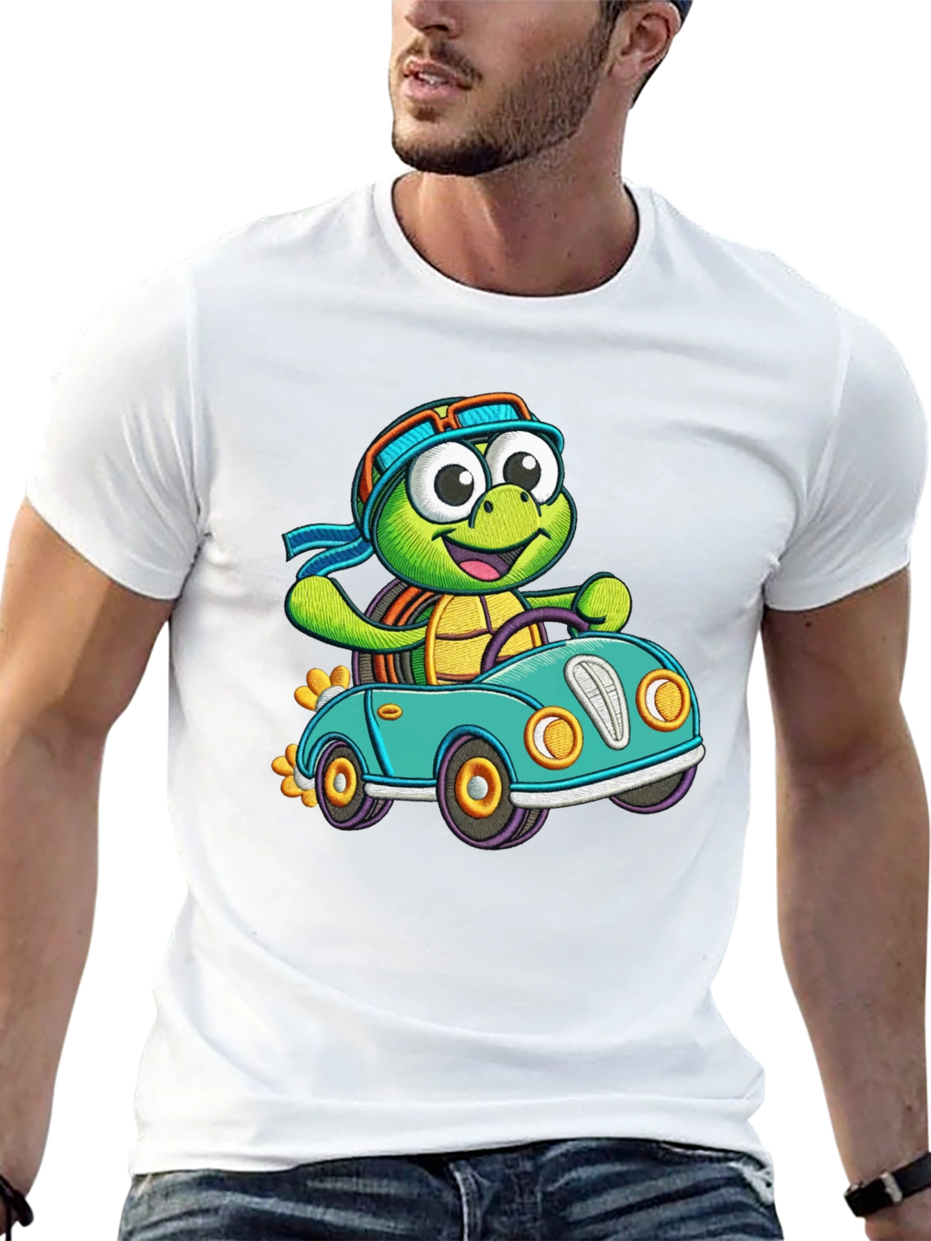 Cartoon Turtle Driving T-Shirt