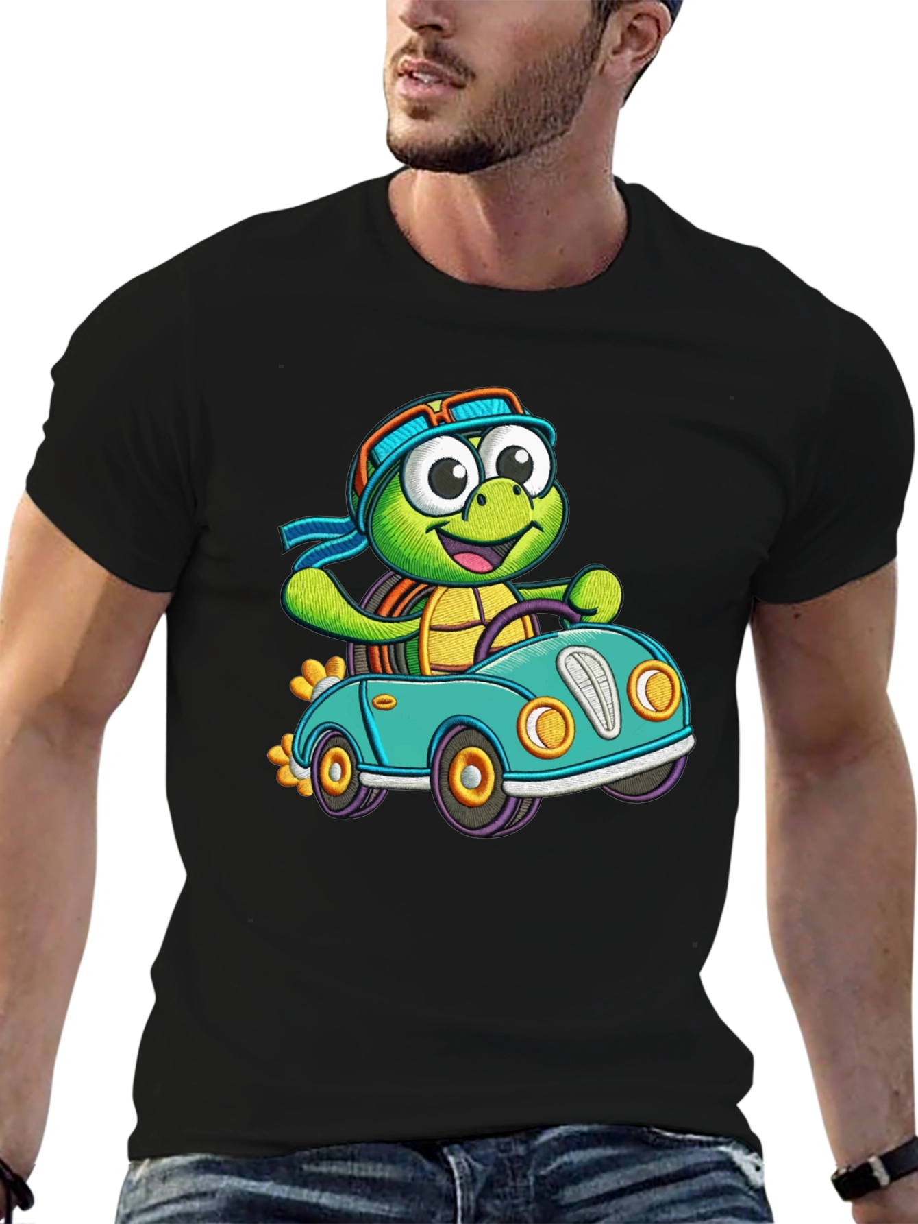 Cartoon Turtle Driving T-Shirt