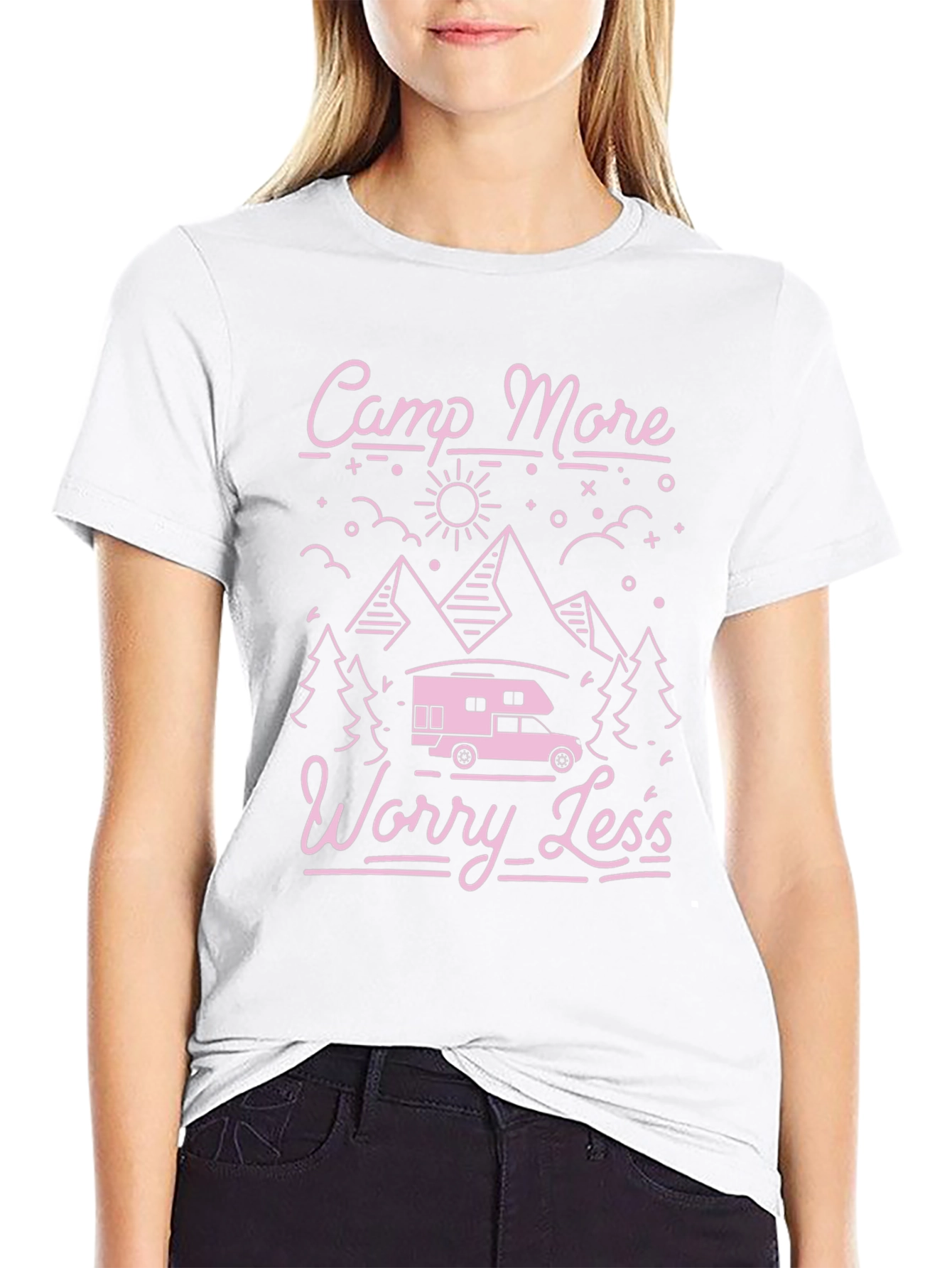 Camp More Worry Less Black T-Shirt