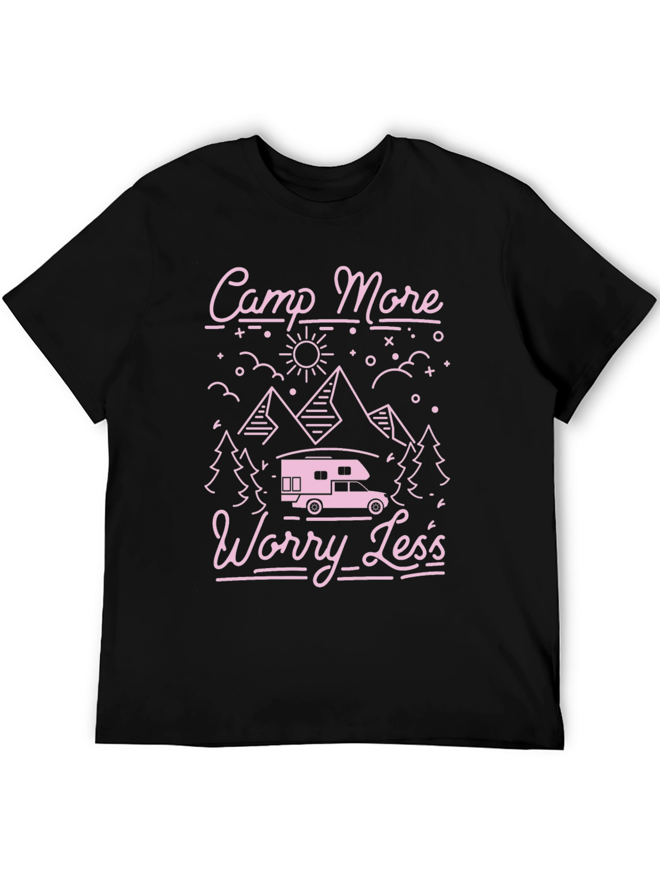 Camp More Worry Less Black T-Shirt